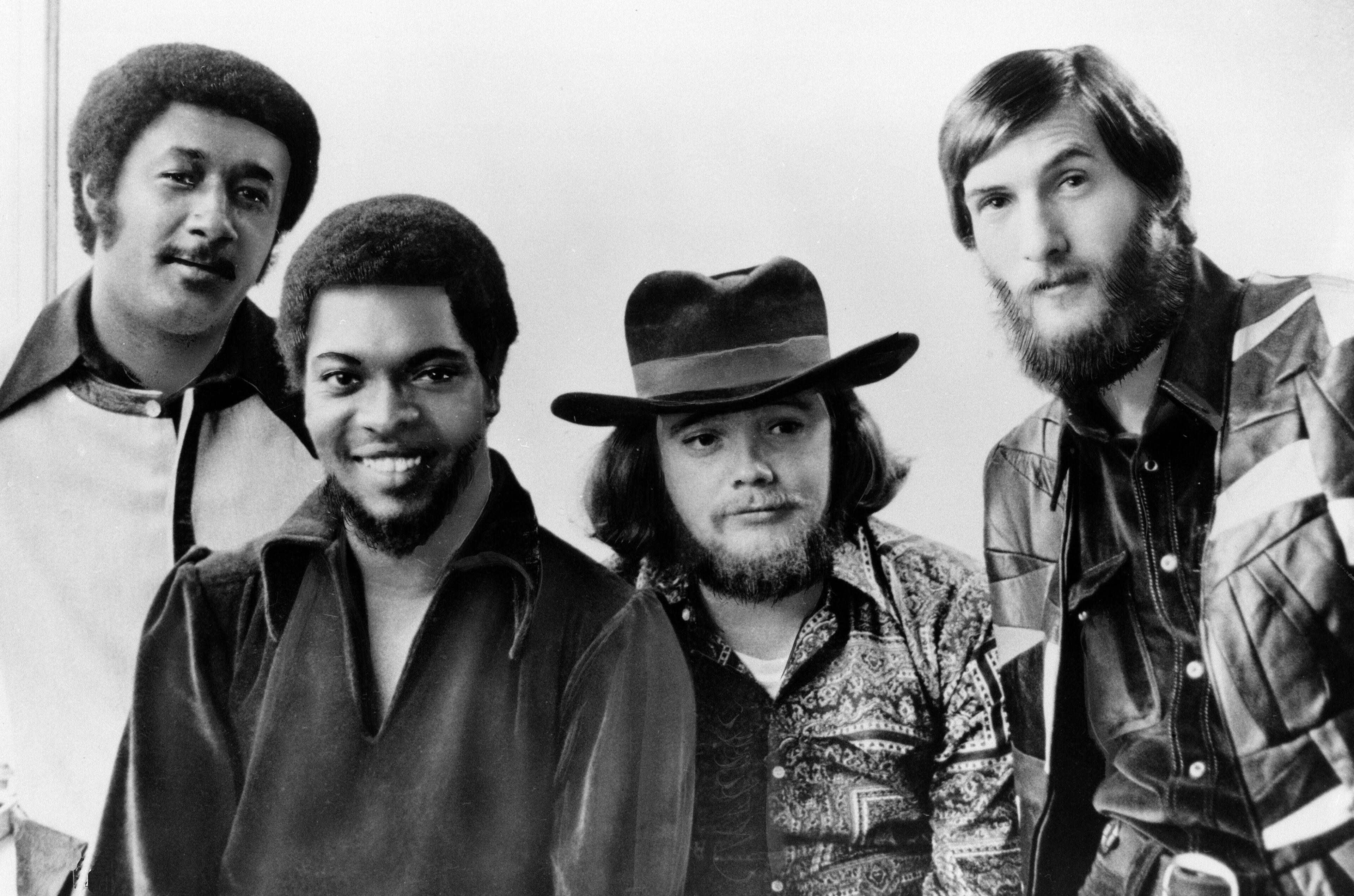Soul rockers Booker T and the MGs members Al Jackson Jr. (left), Booker T. Jones, Donald "Duck" Dunn and Steve Cropper are seen in this January 1970 file photo. Dunn, a bass player and songwriter, died in Tokyo on May 13. He was 70.