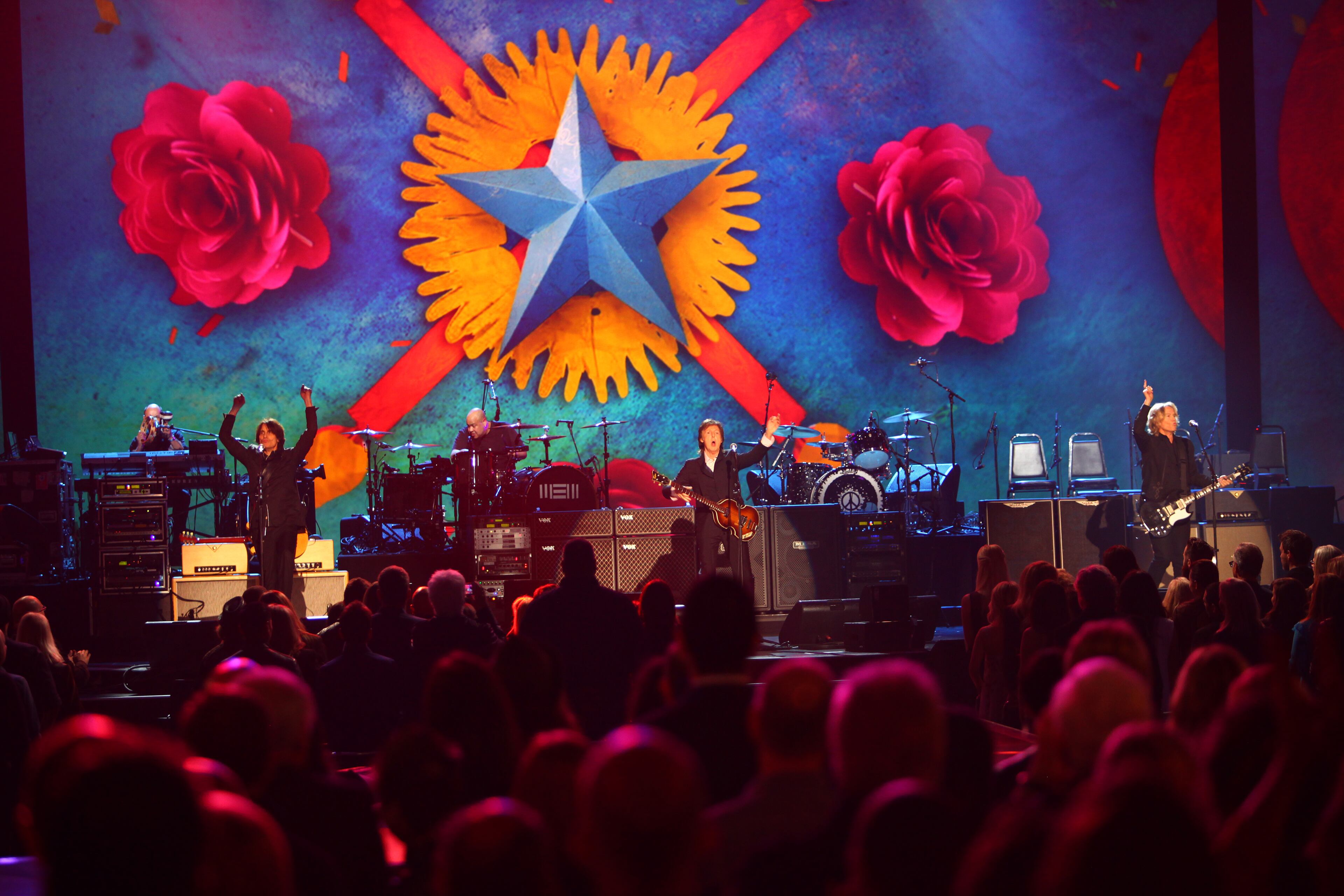Paul McCartney performs at The Night that Changed America: A Grammy Salute to the Beatles, on Monday, Jan. 27, 2014, in Los Angeles. (Photo by Zach Cordner/Invision/AP)