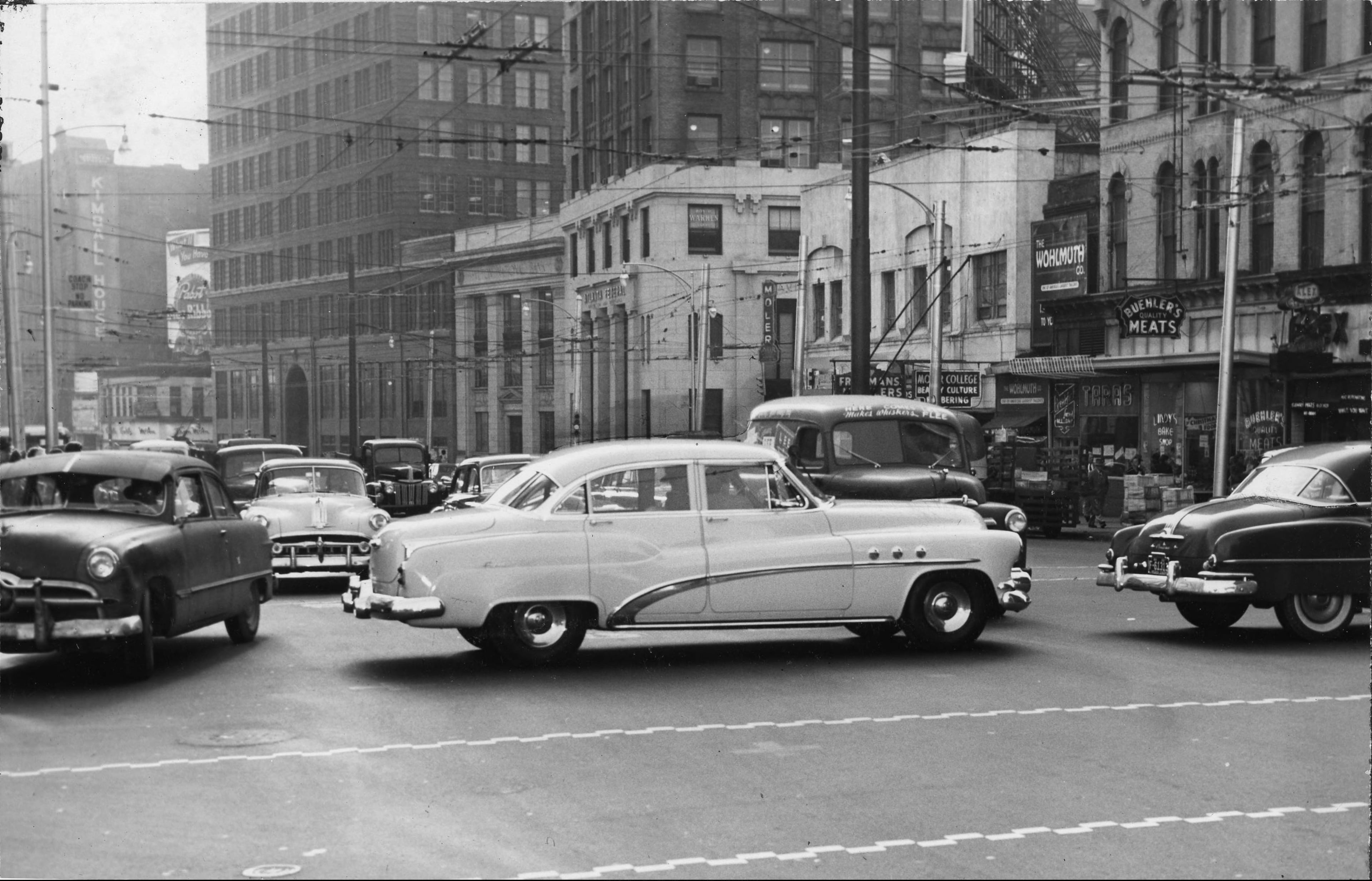 Traffic jam on Marietta Street at Forsyth Street intersection, Atlanta, Georgia, January 1953. AJCP338-039b, Atlanta Journal-Constitution Photographic Archives. Special Collections and Archives, Georgia State University Library. Check out more of our Flashback Fotos here.