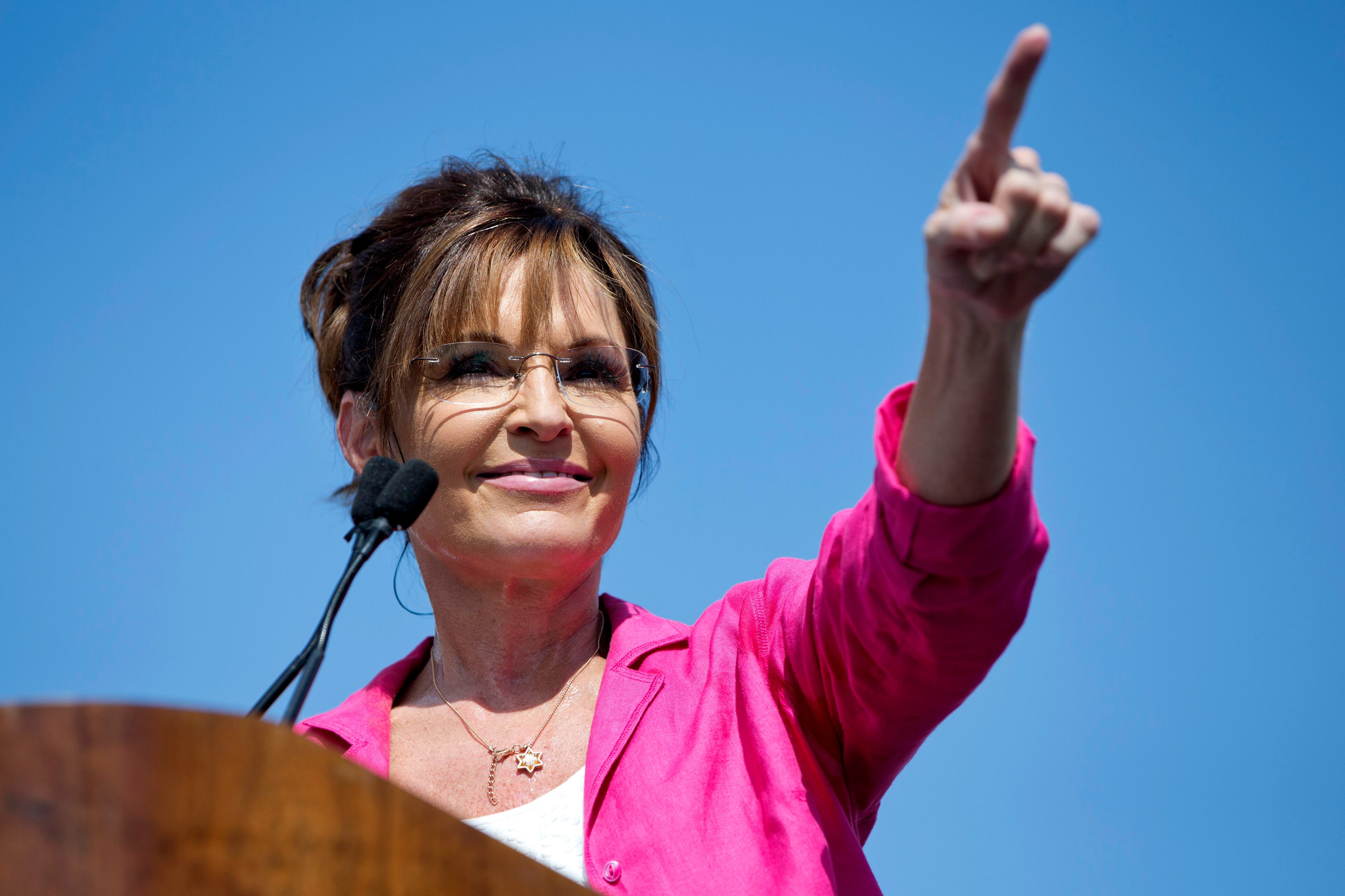 Former vice presidential Republican candidate Sarah Palin speaks during a Tea Party rally against the Iran deal on the West Lawn of the Capitol in Washington, Wednesday Sept. 9, 2015. (AP Photo/Jacquelyn Martin)