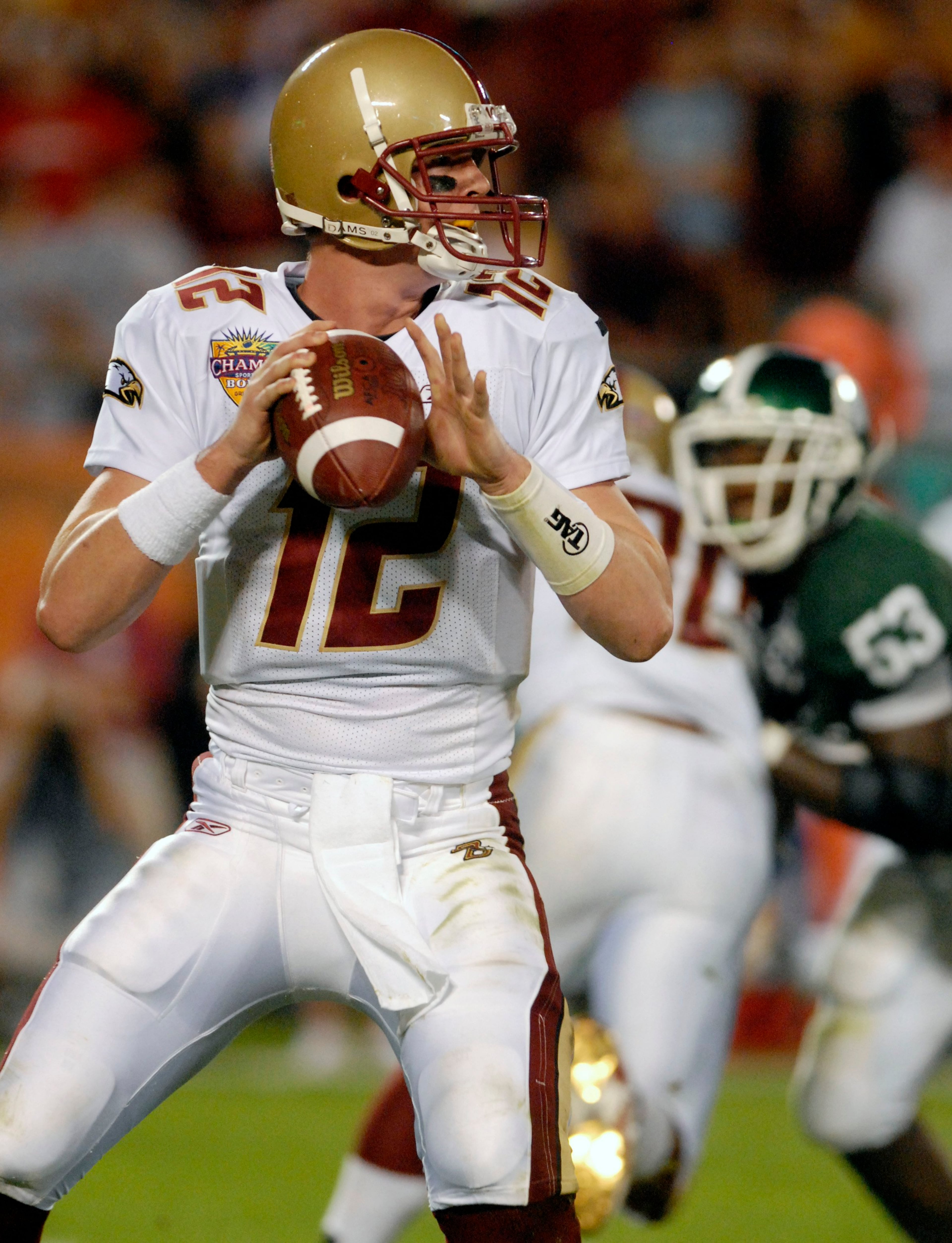 Boston College quarterback Matt Ryan drops back to pass during the first half of the Champs Sports Bowl football game against Michigan State in Orlando, Fla., Friday, Dec. 28, 2007. (AP Photo/Phelan M. Ebenhack)