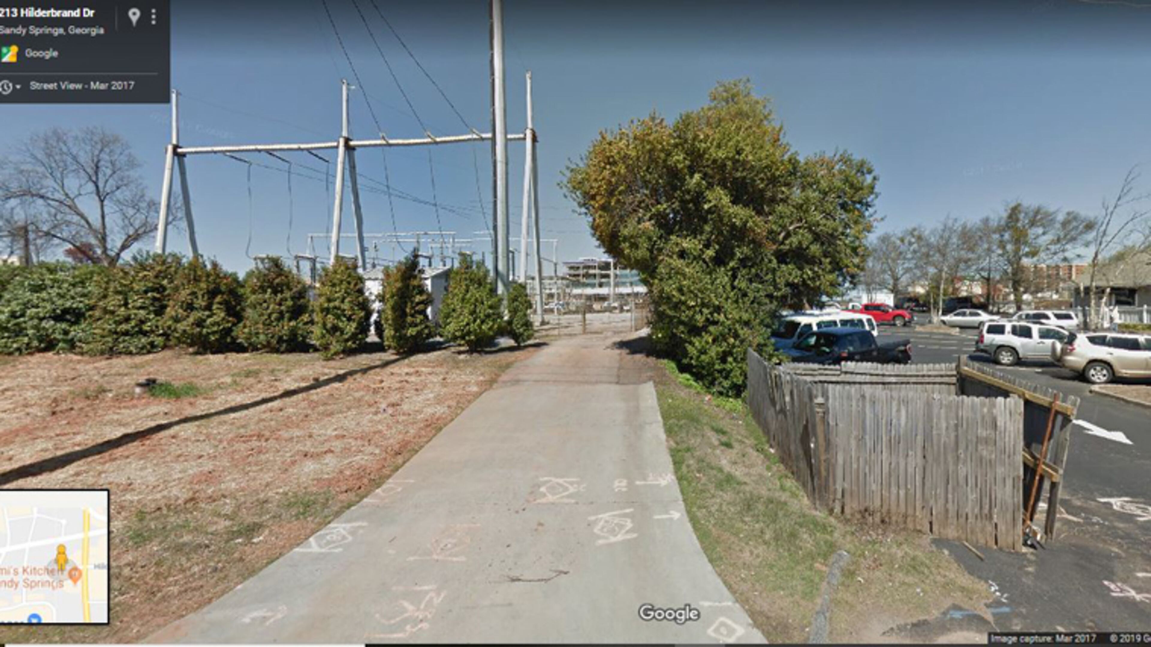 An easement agreement between Sandy Springs and Georgia Power will make possible a multi-purpose path connecting Mount Vernon Highway and Hilderbrand Road in the downtown area. GOOGLE MAPS
