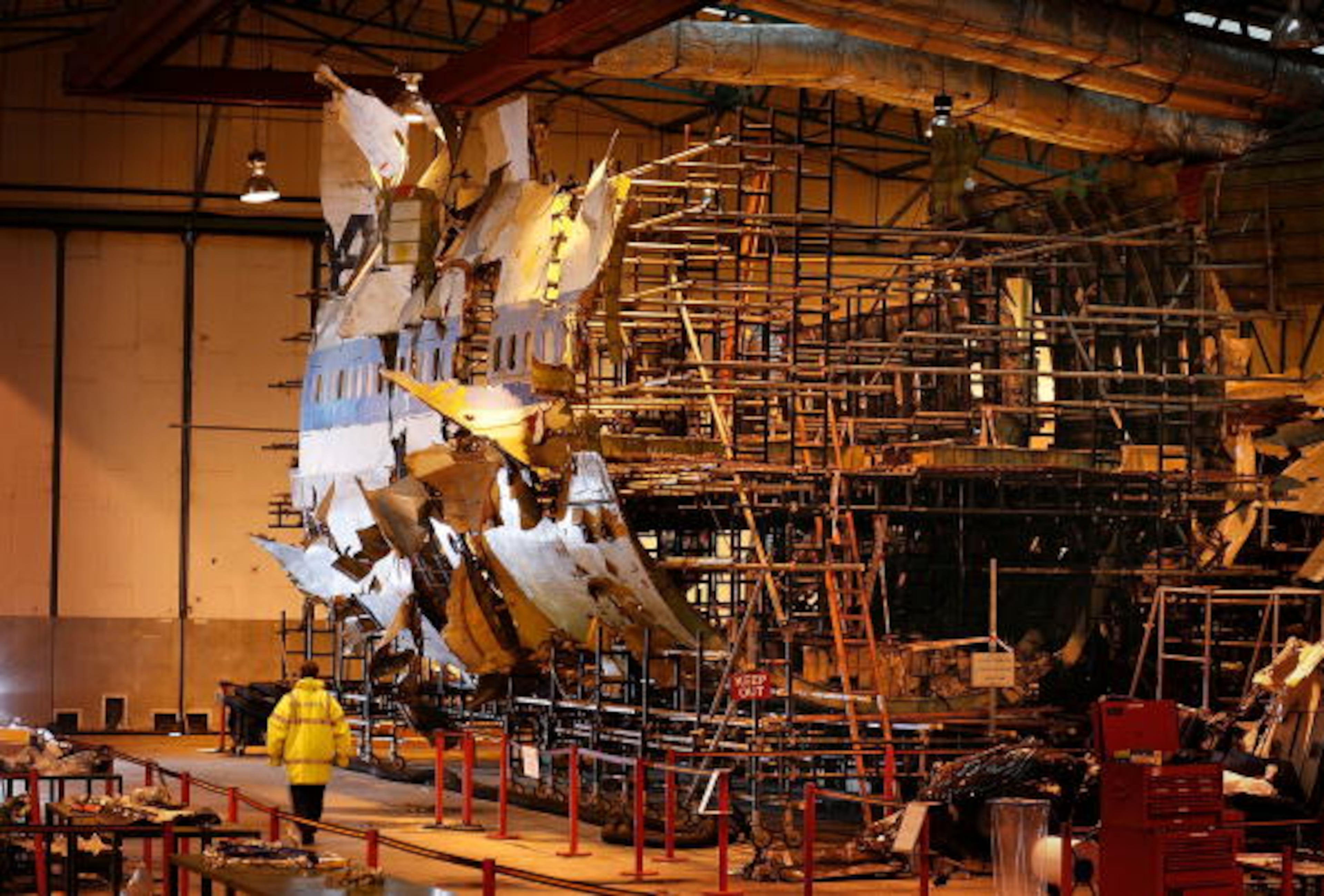 FARNBOROUGH, UNITED KINGDOM - JANUARY 15: (FILE PHOTO) The reconstructed remains of Pan Am flight 103 lie in a warehouse on January 15, 2008 in Farnborough, England. Convicted terrorist Abdelbaset ali al-Megrahi, has been serving a life sentence for the 1988 Pan-AM flight 103 Lockerbie bombing, which killed 270 people. Megrahi, who is terminally ill with prostate cancer has served eight years of a life sentence, and following the decision today, August 20, 2009 has been released on compassionate grounds to go home to spend his remaining days with his family in Libya. (Photo by Peter Macdiarmid/Getty Images)