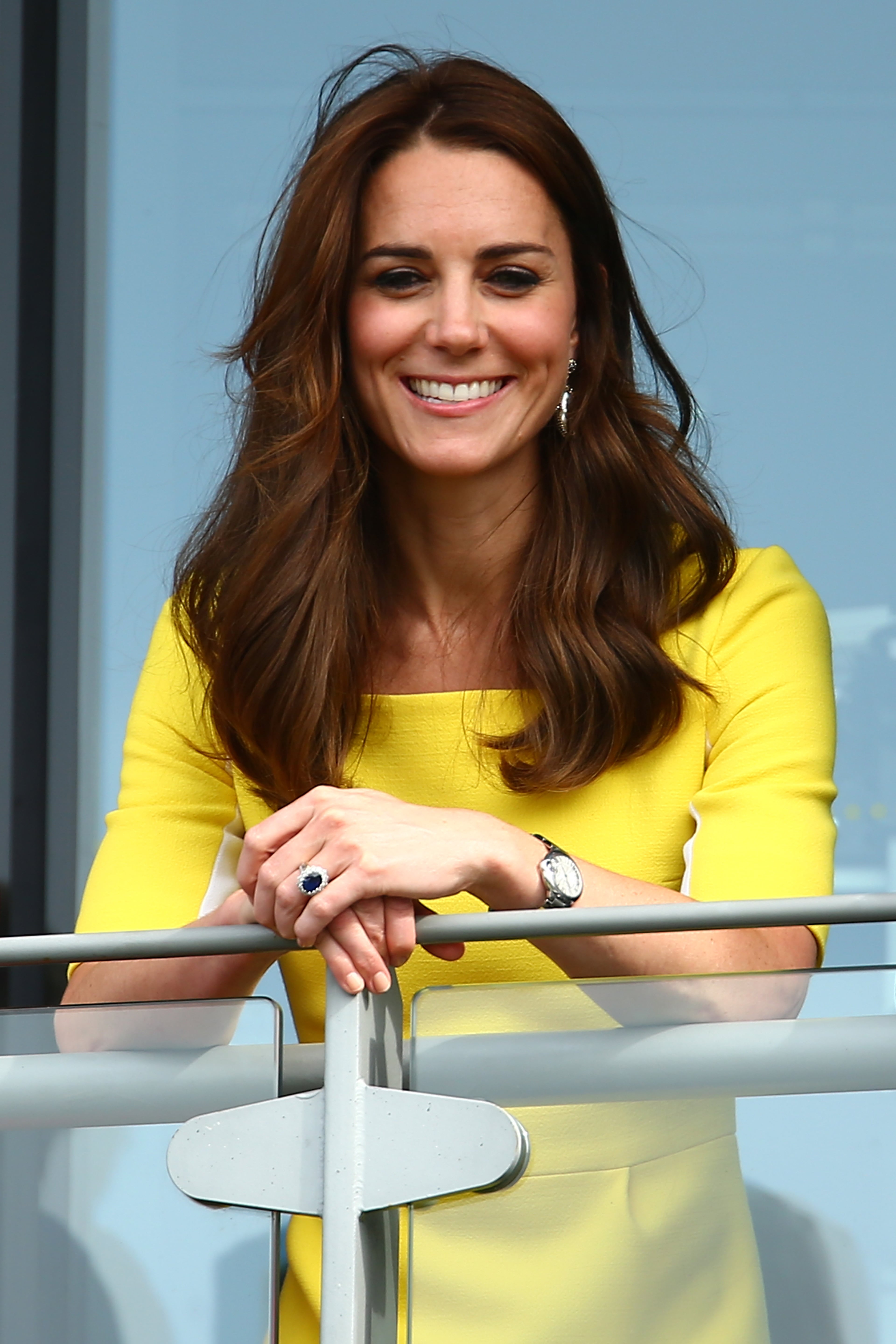 Catherine, Duchess of Cambridge watches on over the outdoor courts during the Wheelchair Singles matches on day ten of the Wimbledon Lawn Tennis Championships at the All England Lawn Tennis and Croquet Club on July 7, 2016 in London, England. (Photo by Jordan Mansfield/Getty Images)
