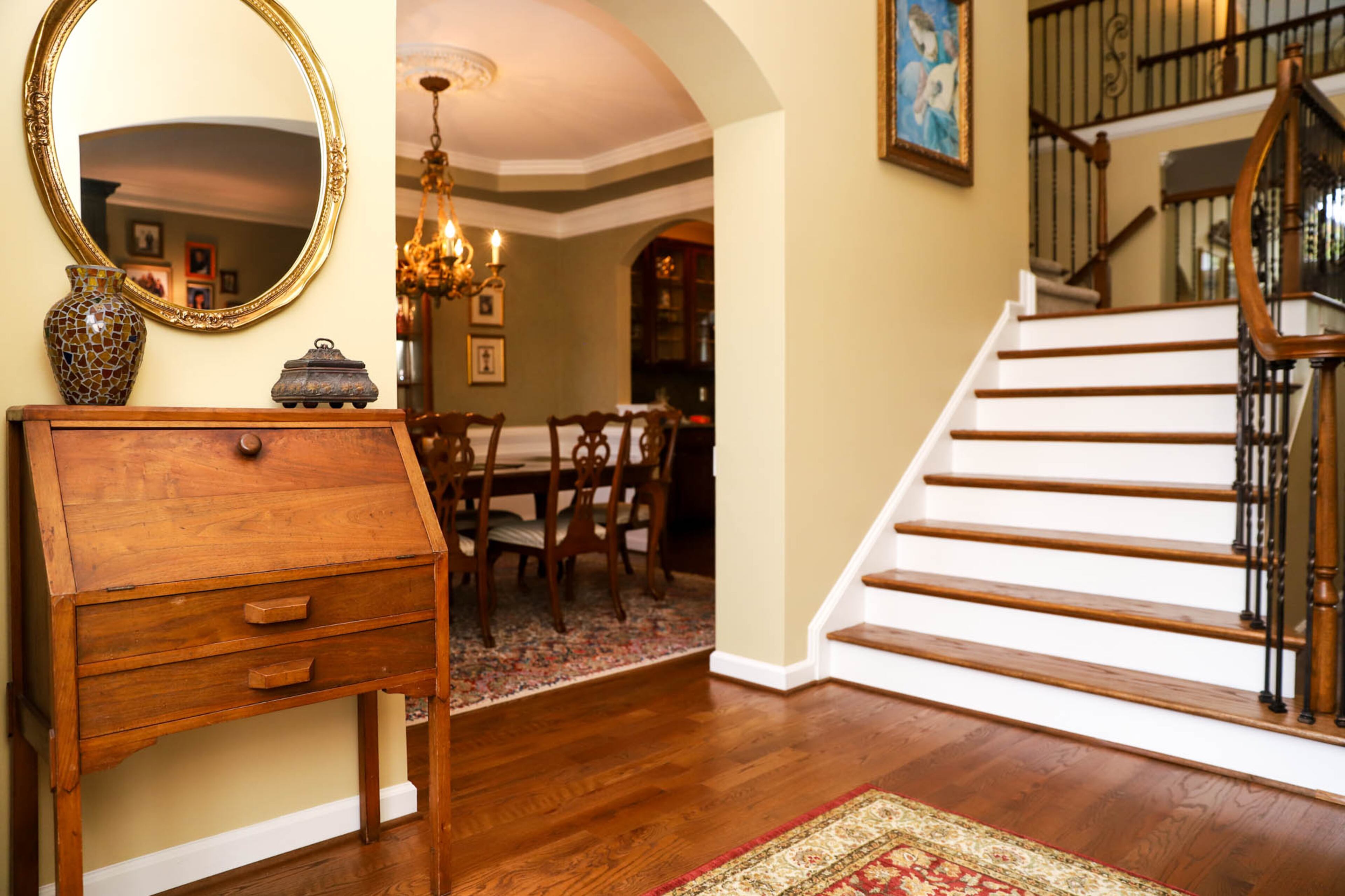 In the entryway of Tina and Mark Bliese’s Roswell home sits a desk made by Tina’s father. The couple purchased their home in 2010, and over the years they’ve added touches and details that have made it feel like home. Text by Shannon Dominy. Photo by Reynolds Rogers.