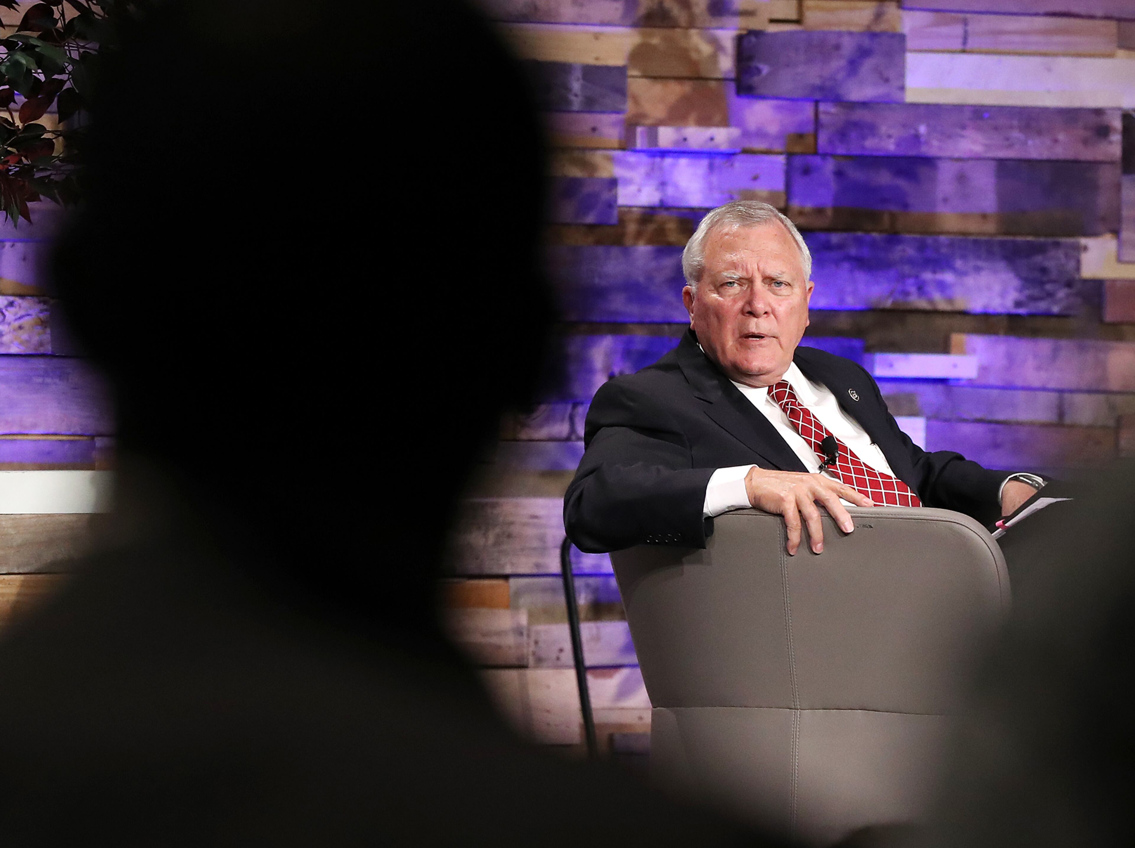 Gov. Nathan Deal takes a question from a member of the audience while discussing the Opportunity School District referendum at Impact Church on Tuesday, Oct. 25, 2016, in East Point. Curtis Compton /ccompton@ajc.com