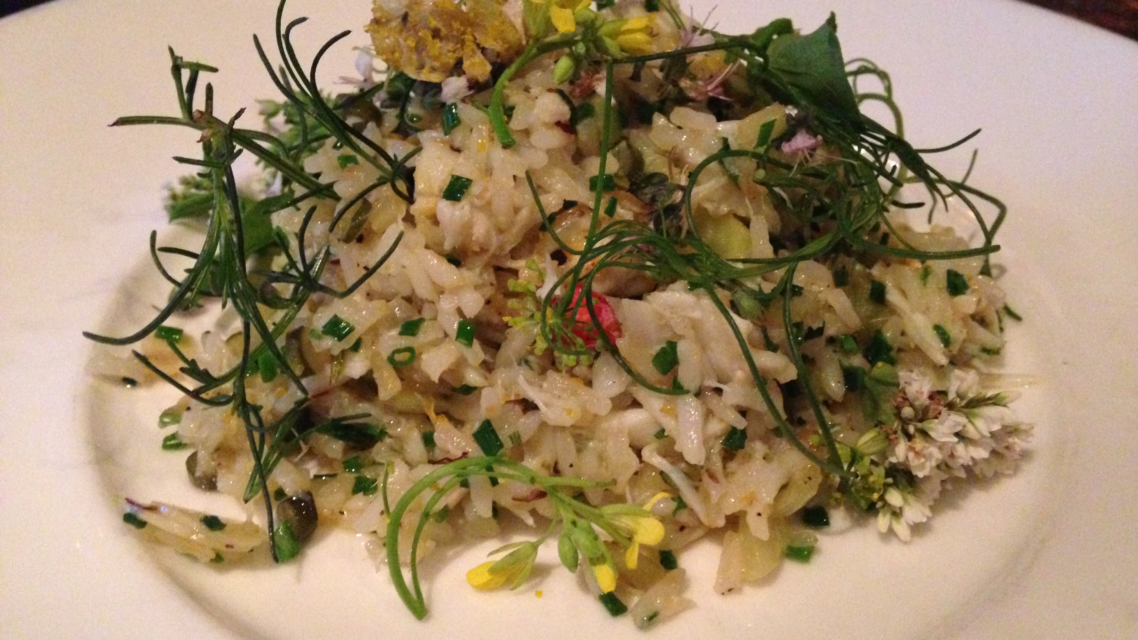 Carolina Gold rice with crab and fennel