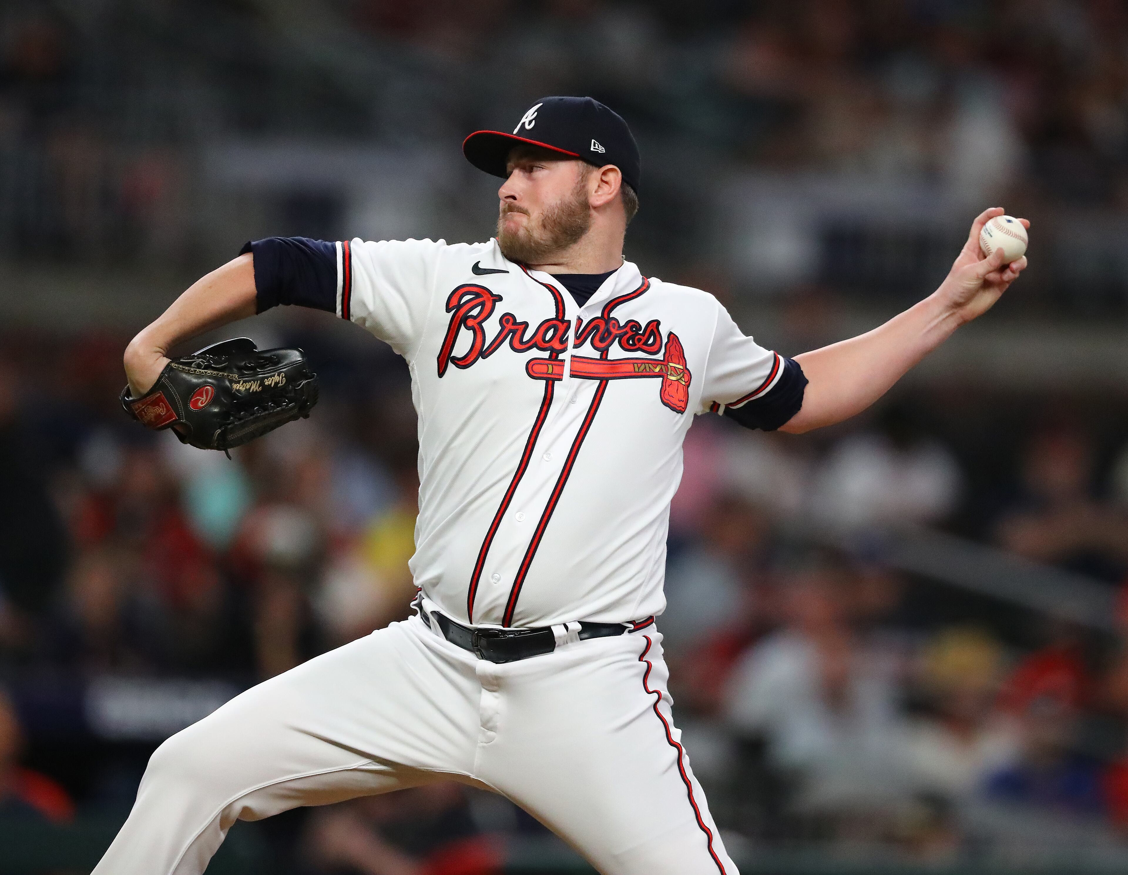 051022 Atlanta: Atlanta Braves Tyler Matzek delivers against the Boston Red Sox during the 6th inning of a MLB baseball game on Tuesday, May 10, 2022, in Atlanta. “Curtis Compton / Curtis.Compton@ajc.com”