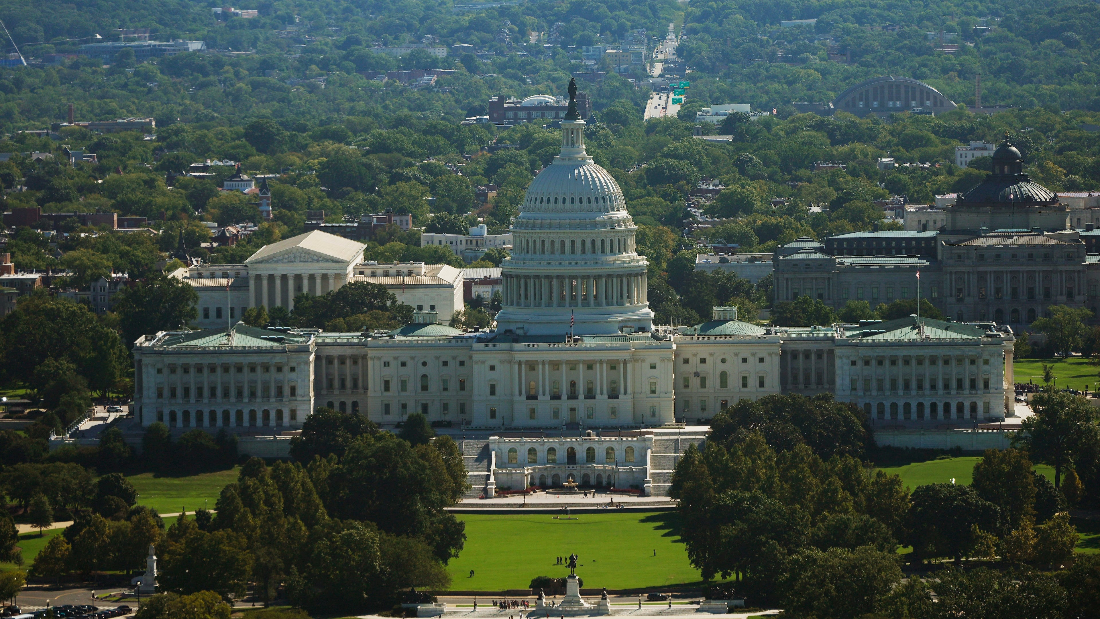 The U.S. Capitol is seen from the Washington Monument, Tuesday, Sept. 15, 2026, in Washington. (AP Photo/Pablo Martinez Monsivais)