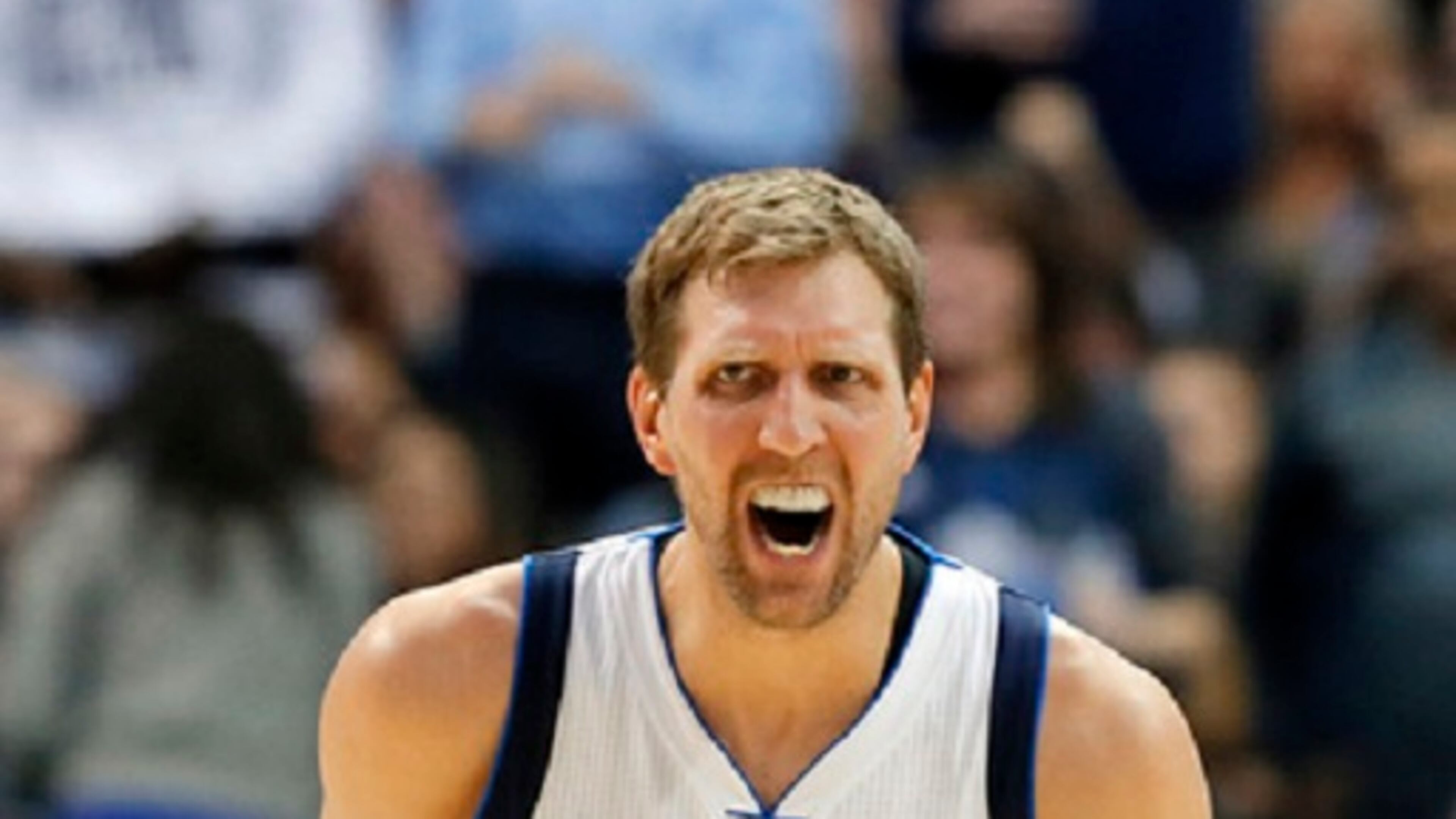 Dallas Mavericks' Dirk Nowitzki (41) instructs his team on defense in the second half of an NBA basketball game against the Memphis Grizzlies in Dallas, Friday, March 3, 2017. (AP Photo/Tony Gutierrez)
