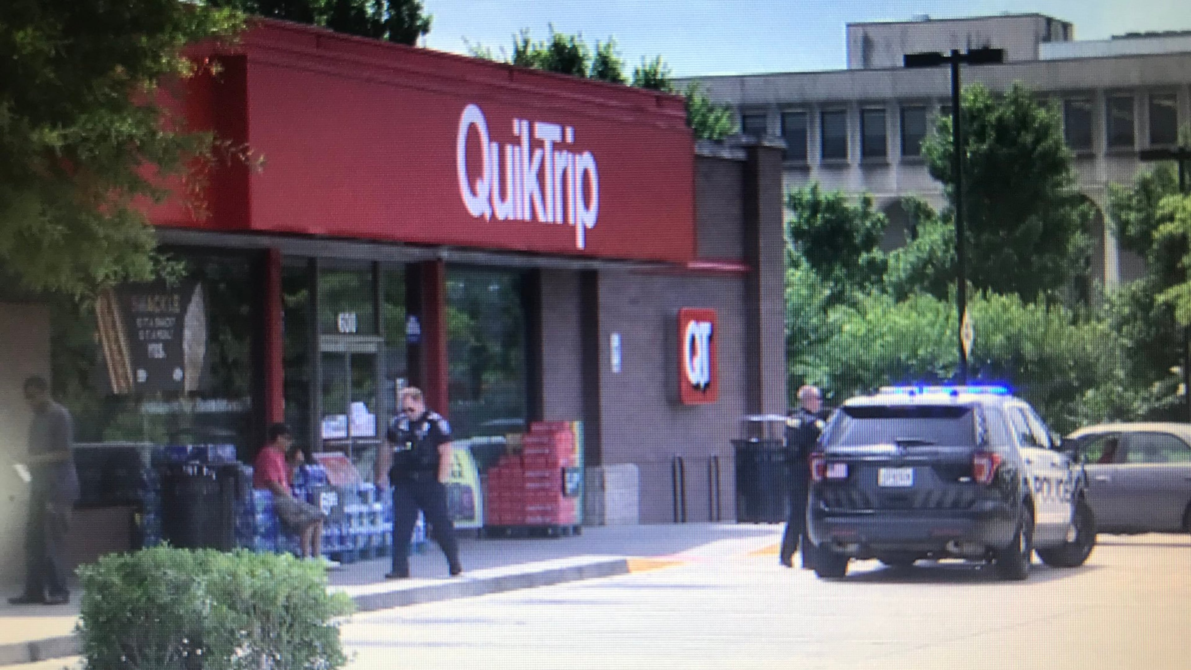 Police accuse the man of attacking customers inside the gas station, running to a nearby parking lot and fighting officers.