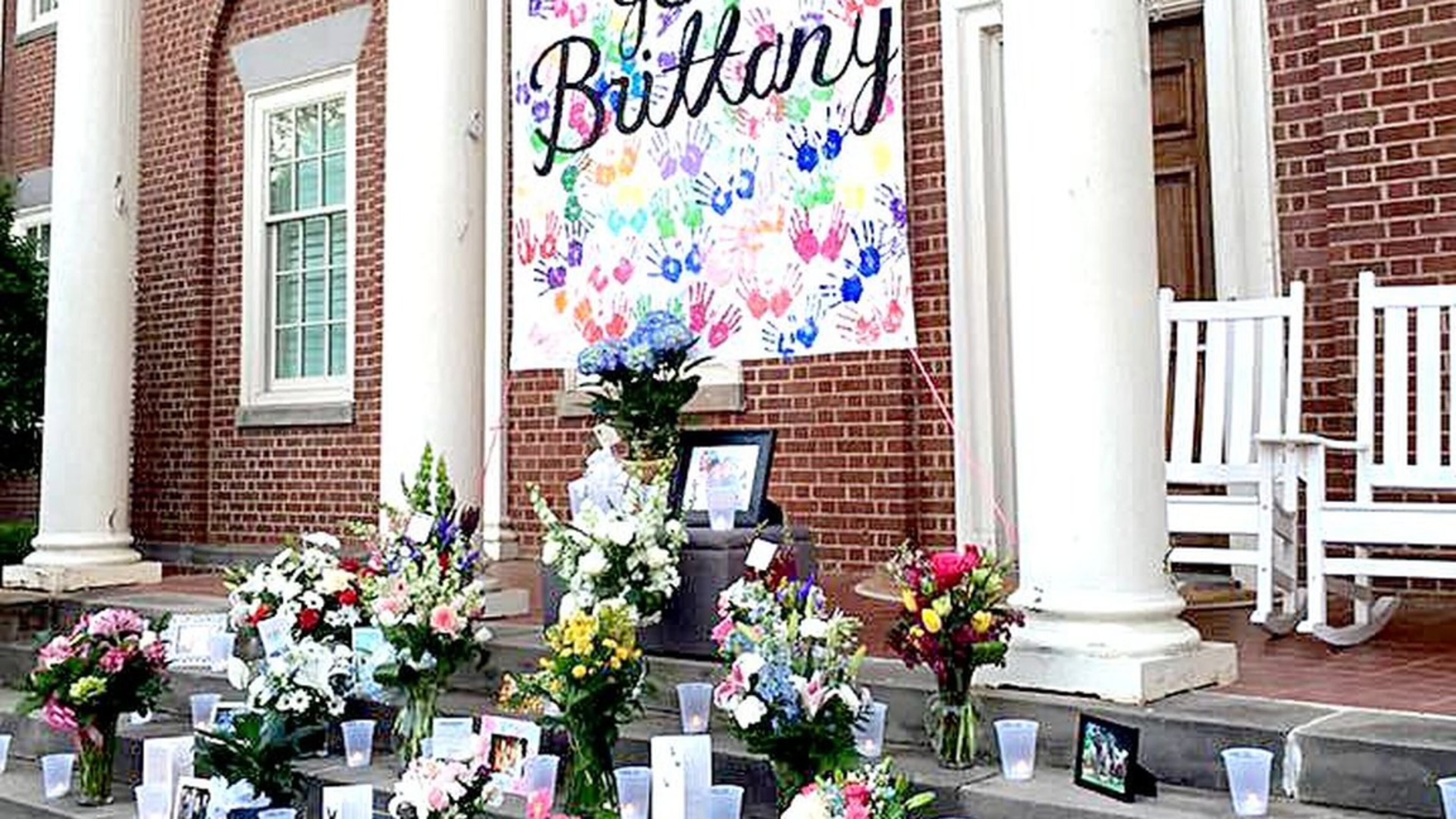 The Phi Beta Phi sorority at UGA hung out a large banner to honor Brittany Katherine Feldman, one of four students killed in a car crash Wednesday night. (Facebook photo)