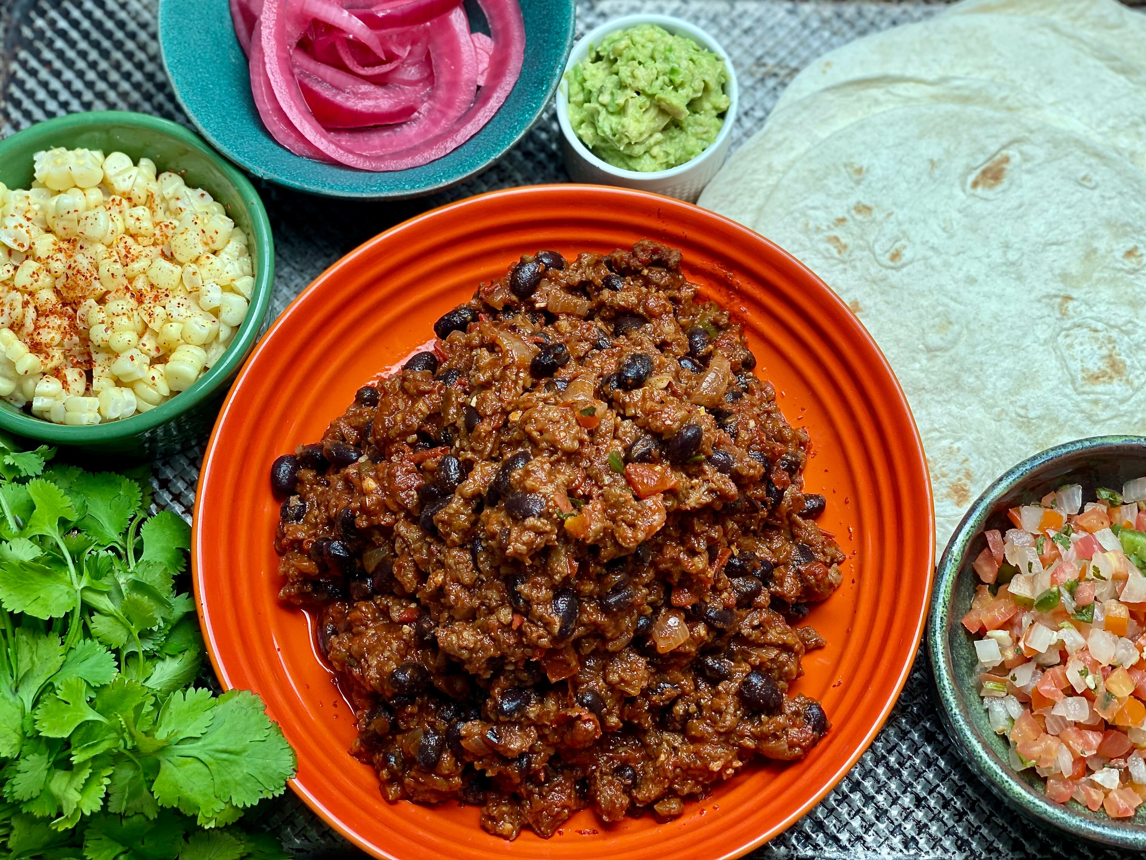 To make Faux Tacaux, use a plant-based hamburger substitute, such as Beyond Beef. (Kellie Hynes for The Atlanta Journal-Constitution)