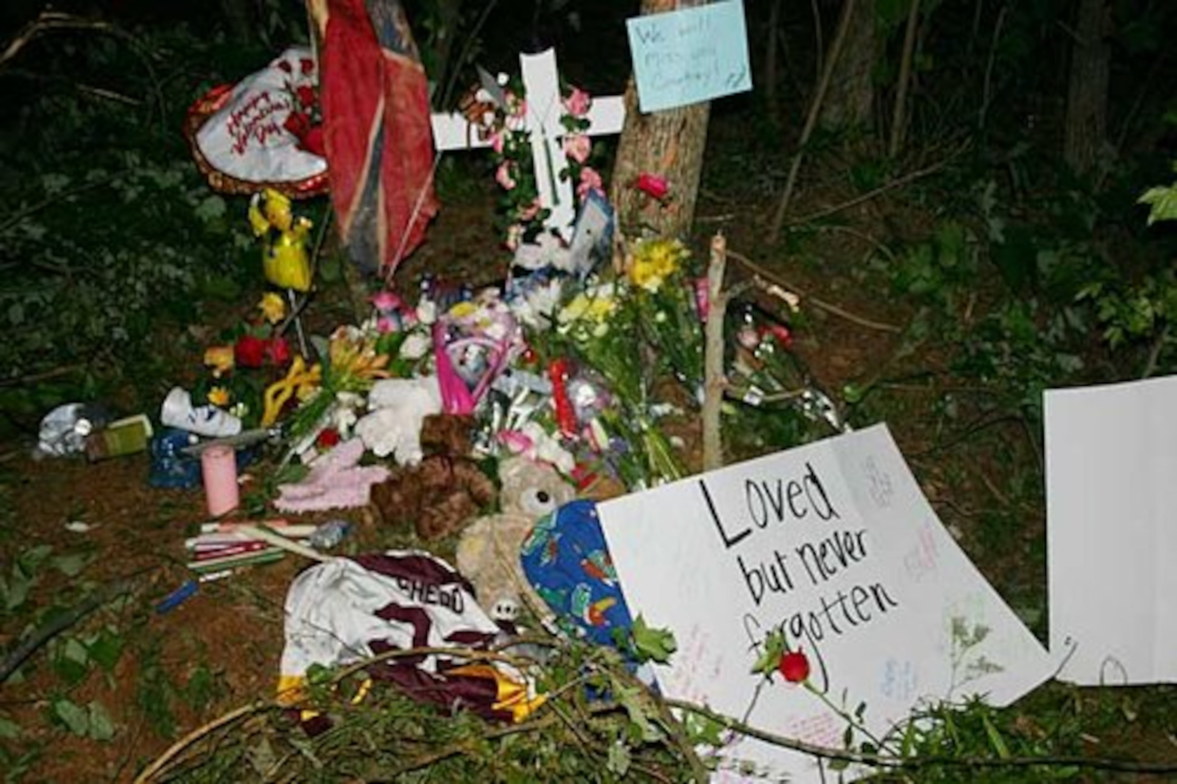 Friends gathered at the spot on Ellis Road in Cobb County where she lost her life. They left cards, notes and flowers. Courtney lost control of her car as she swerved to avoid an oncoming car, which turned out to be driven by Shani Parker's father.