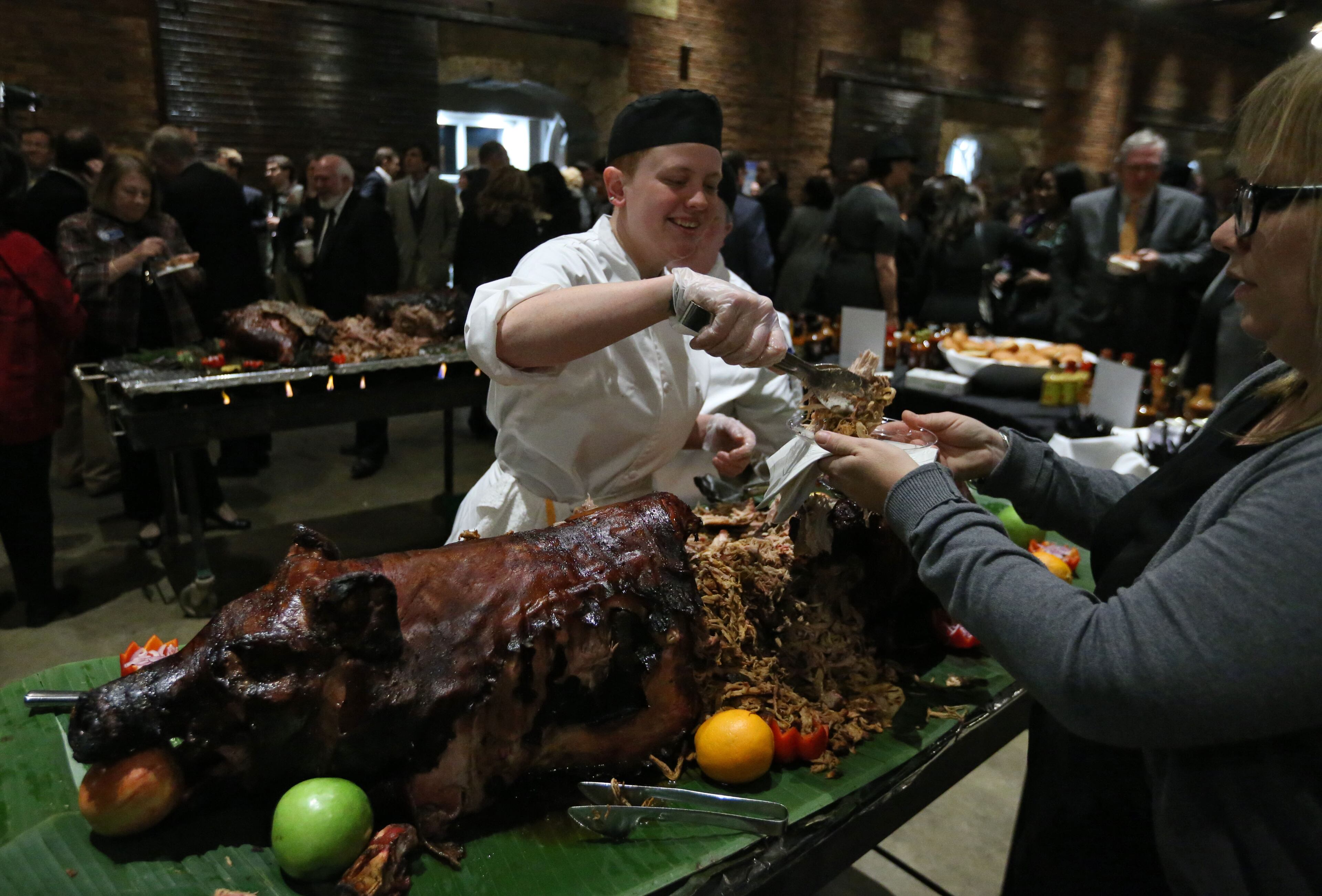 Jan. 10, 2016 - Atlanta - Flo Young, from Conyers, was one of the servers at the 54th annual Wild Hog Supper, which benefits the Georgia Food Bank Association. BOB ANDRES / BANDRES@AJC.COM