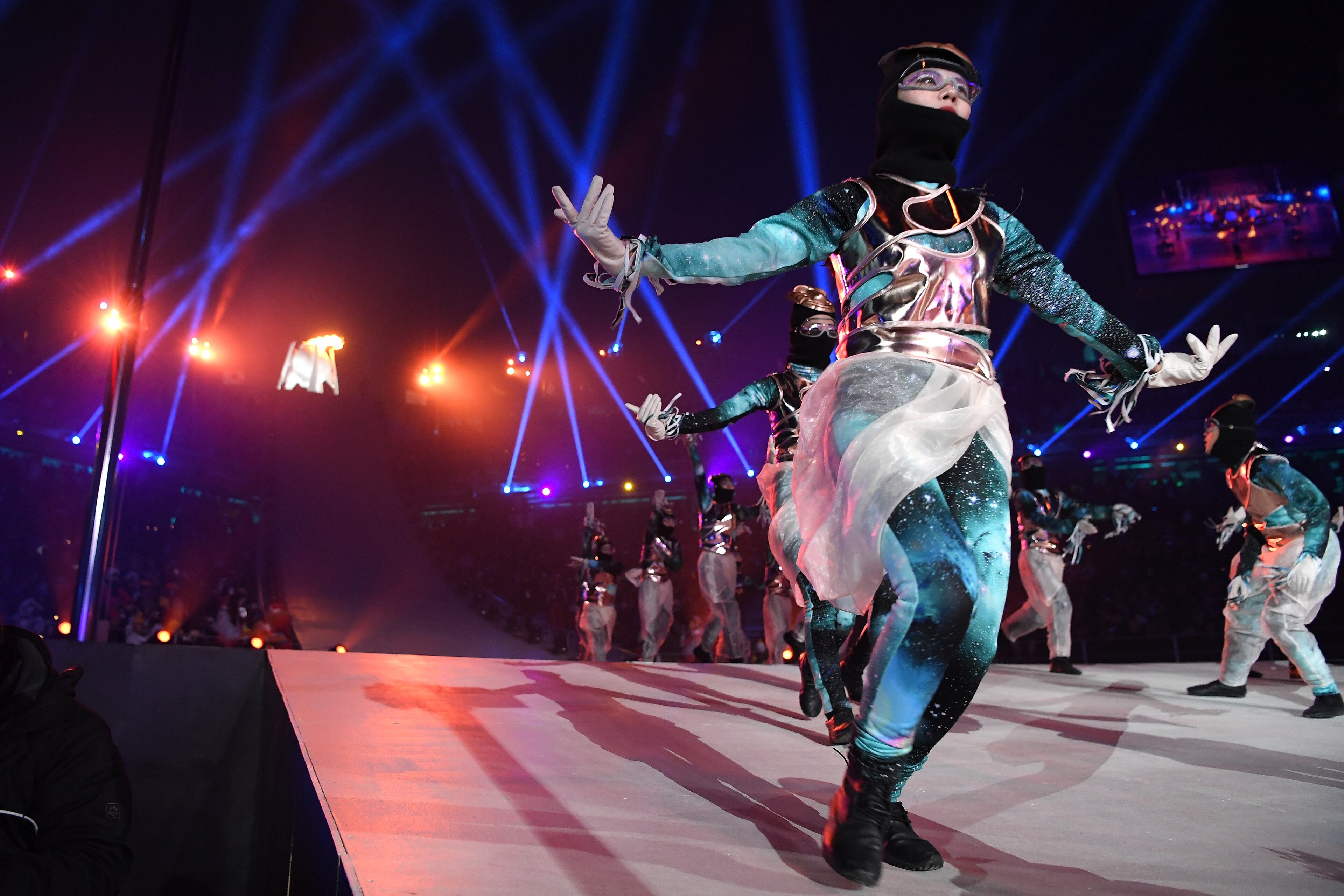 PYEONGCHANG-GUN, SOUTH KOREA - FEBRUARY 09: Perfomers during the Opening Ceremony of the PyeongChang 2018 Winter Olympic Games at PyeongChang Olympic Stadium on February 9, 2018 in Pyeongchang-gun, South Korea. (Photo by Quinn Rooney/Getty Images)