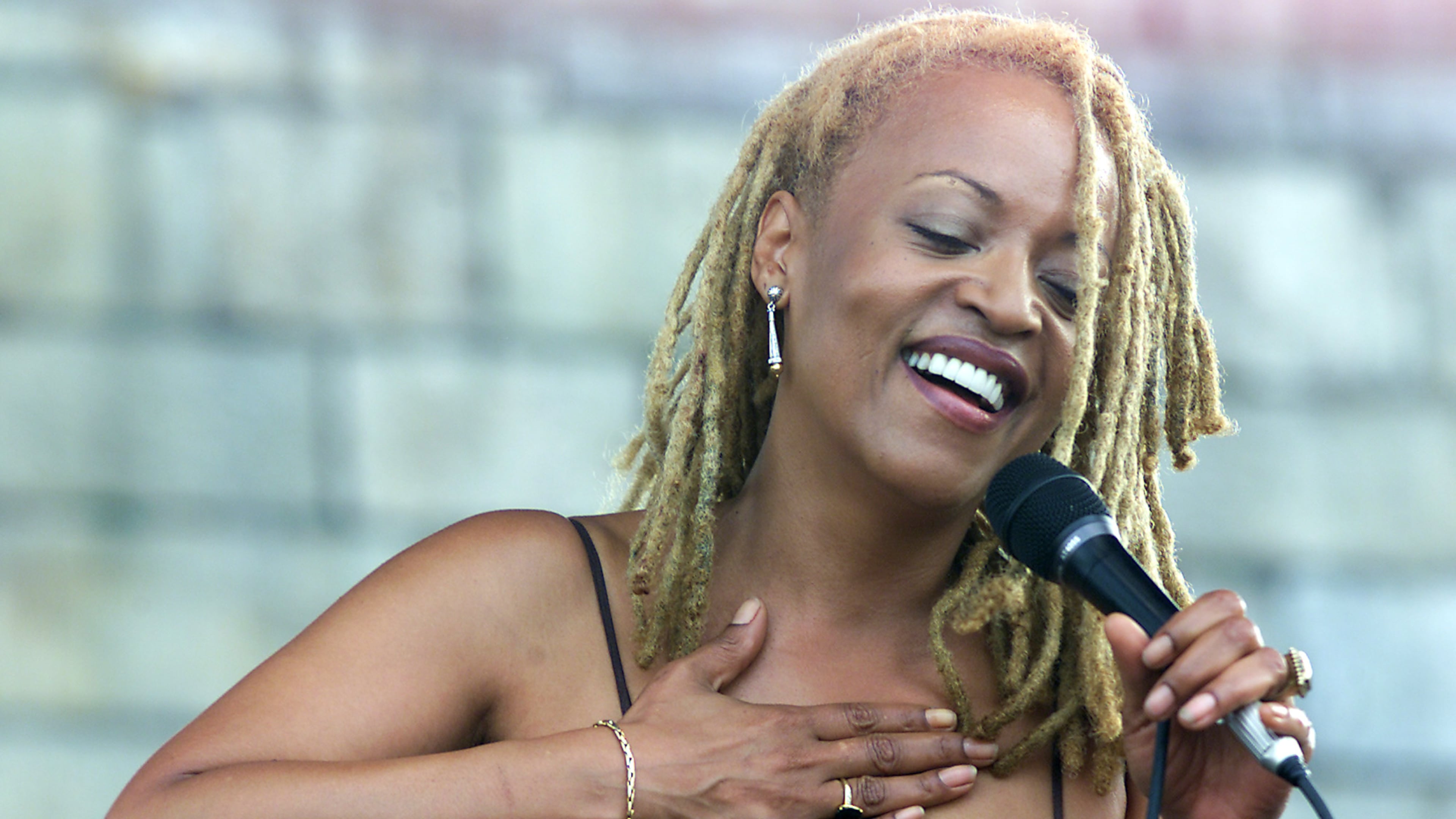 FILE - Cassandra Wilson performs at the JVC Jazz Festival in Newport, R.I., on Aug. 10, 2003. (AP Photo/Stew Milne, File)