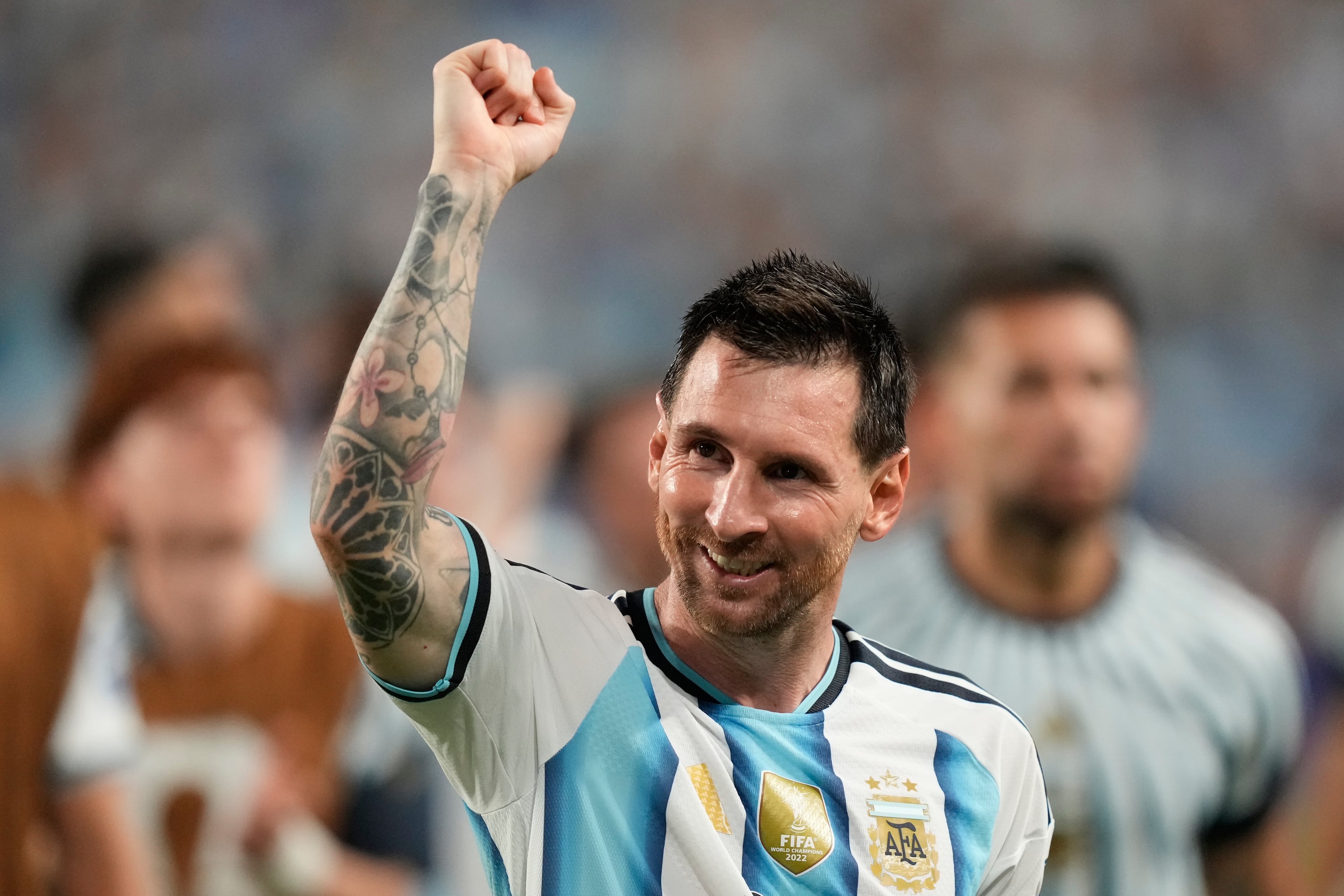 One thing about Argentina’s Lionel Messi is, he just looks like a guy. I mean that in a nice way. Sure, all normal-looking elite athletes resolve into massive gladiator forms when beheld up close, but from afar even soccer legends kinda blend in. (Rebecca Blackwell/AP)