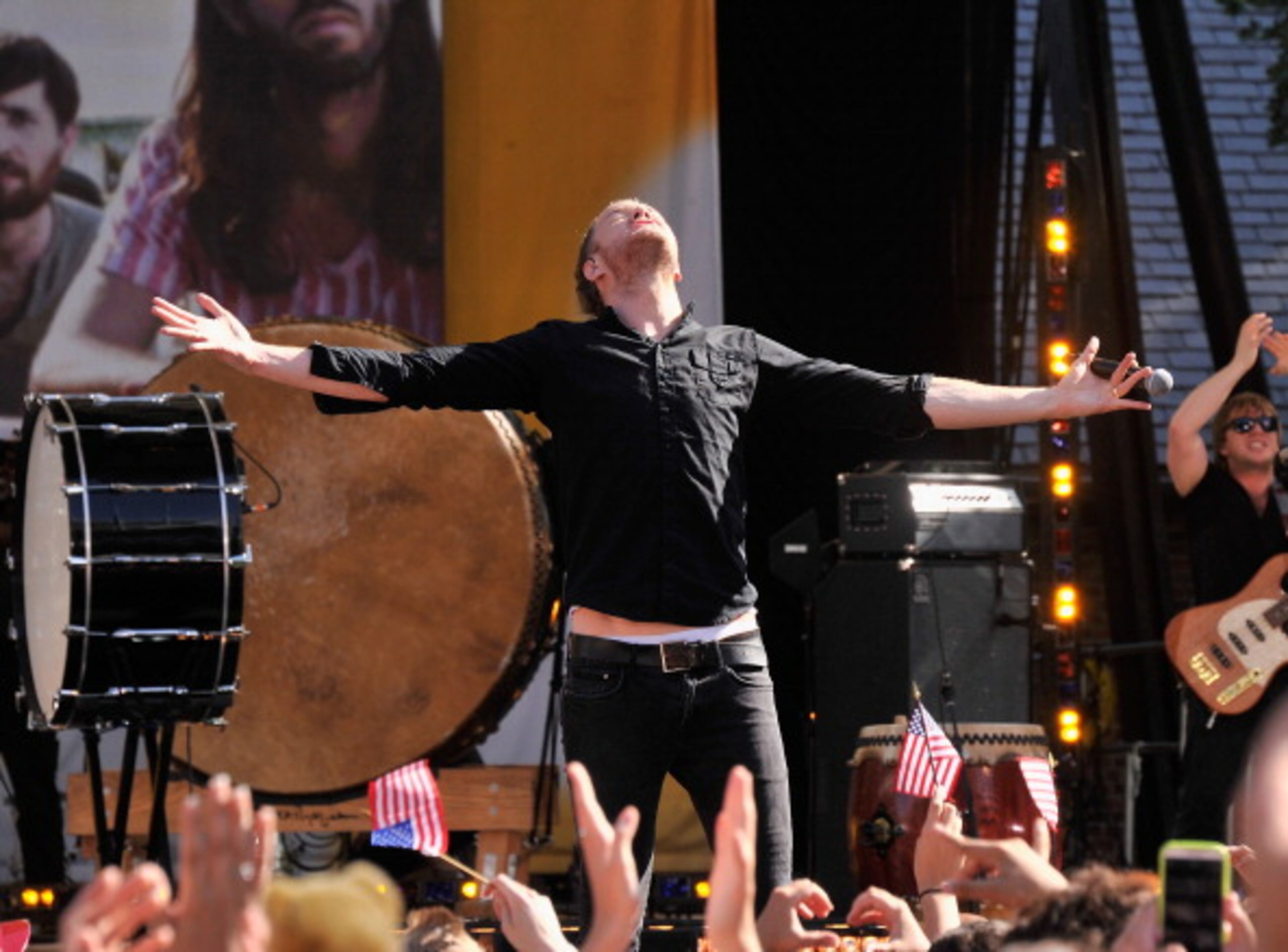 NEW YORK, NY - JULY 05: Singer Dan Reynolds of Imagine Dragons performs on ABC's "Good Morning America" at Rumsey Playfield on July 5, 2013 in New York City. (Photo by Stephen Lovekin/Getty Images)