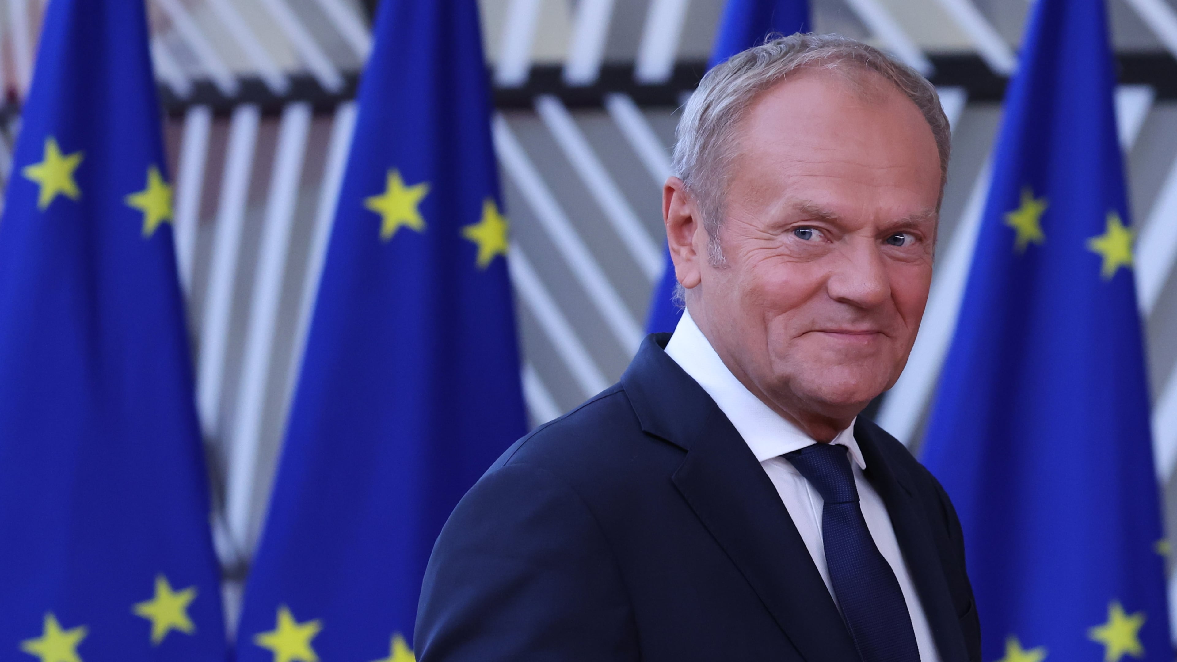 FILE - Poland's Prime Minister Donald Tusk arrives for the EU summit in Brussels, Thursday, June 18, 2026. (AP Photo/Omar Havana, File)