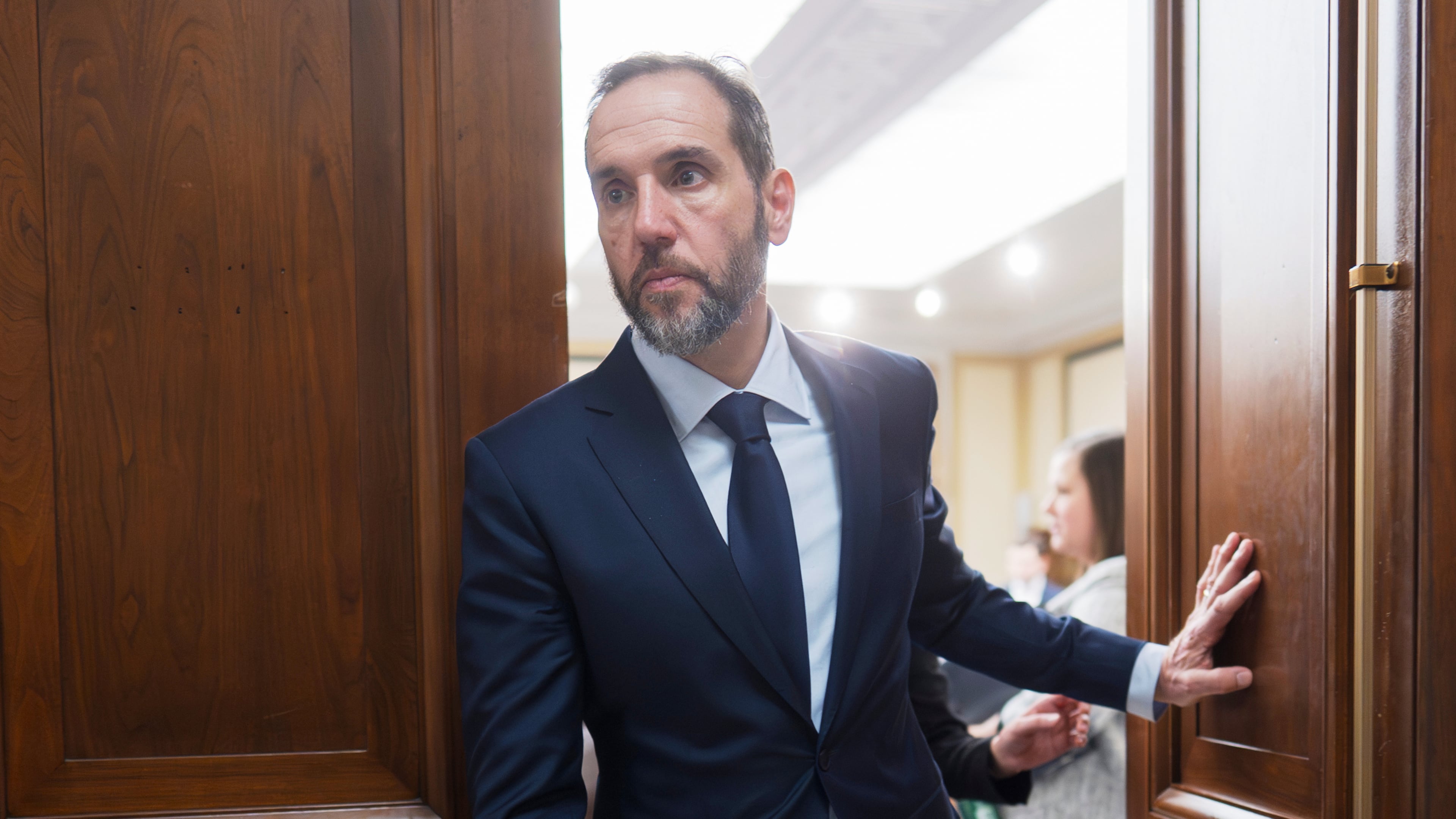 FILE - Former Department of Justice Special Counsel Jack Smith departs at the end of a Republican-led deposition before the House Judiciary Committee as part of its oversight into DOJ investigations into President Donald Trump, on Capitol Hill in Washington, Dec. 17, 2025. (AP Photo/J. Scott Applewhite, File)
