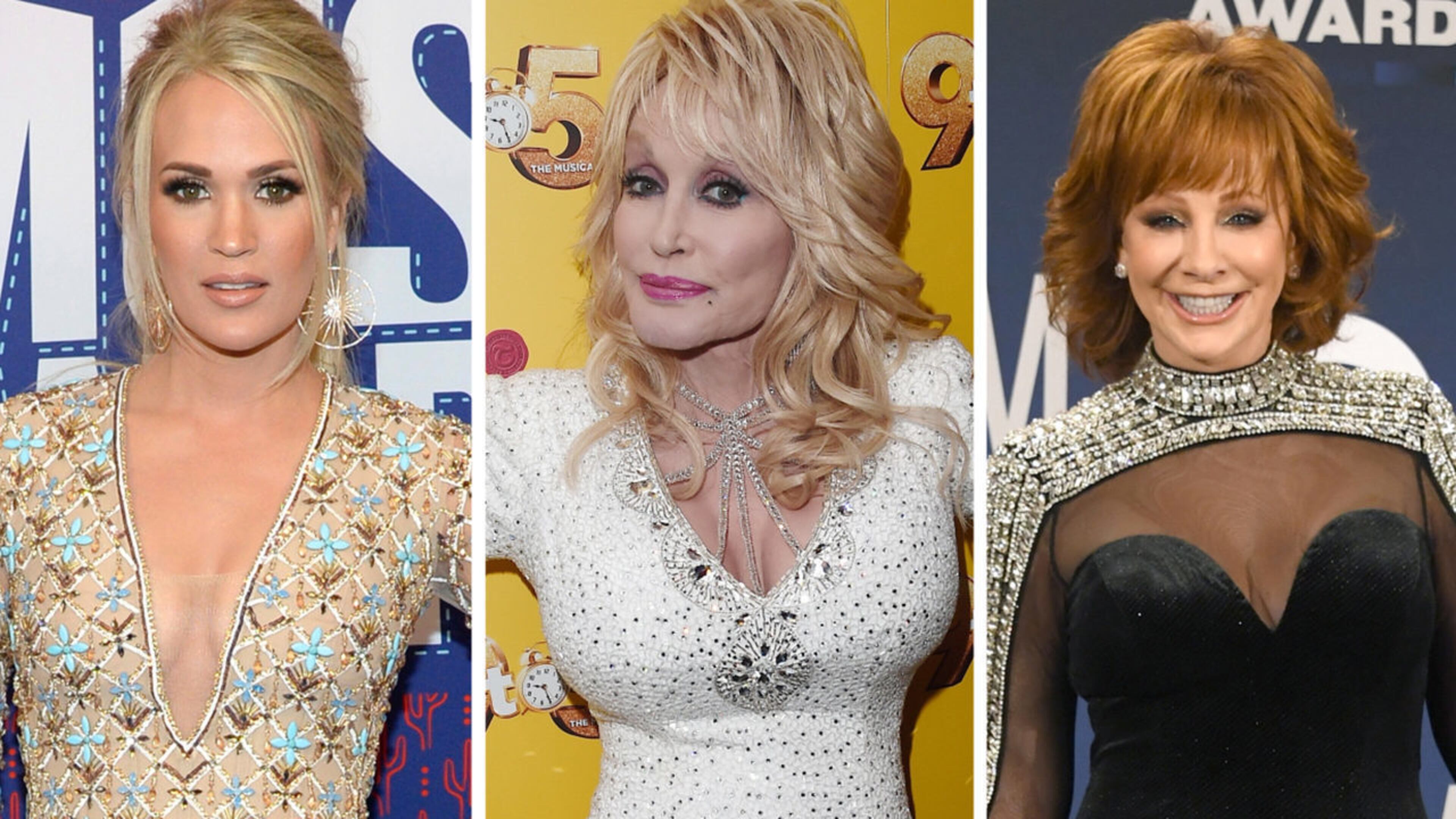 Dolly Parton and Reba McEntire join Carrie Underwood as CMA Awards hosts.