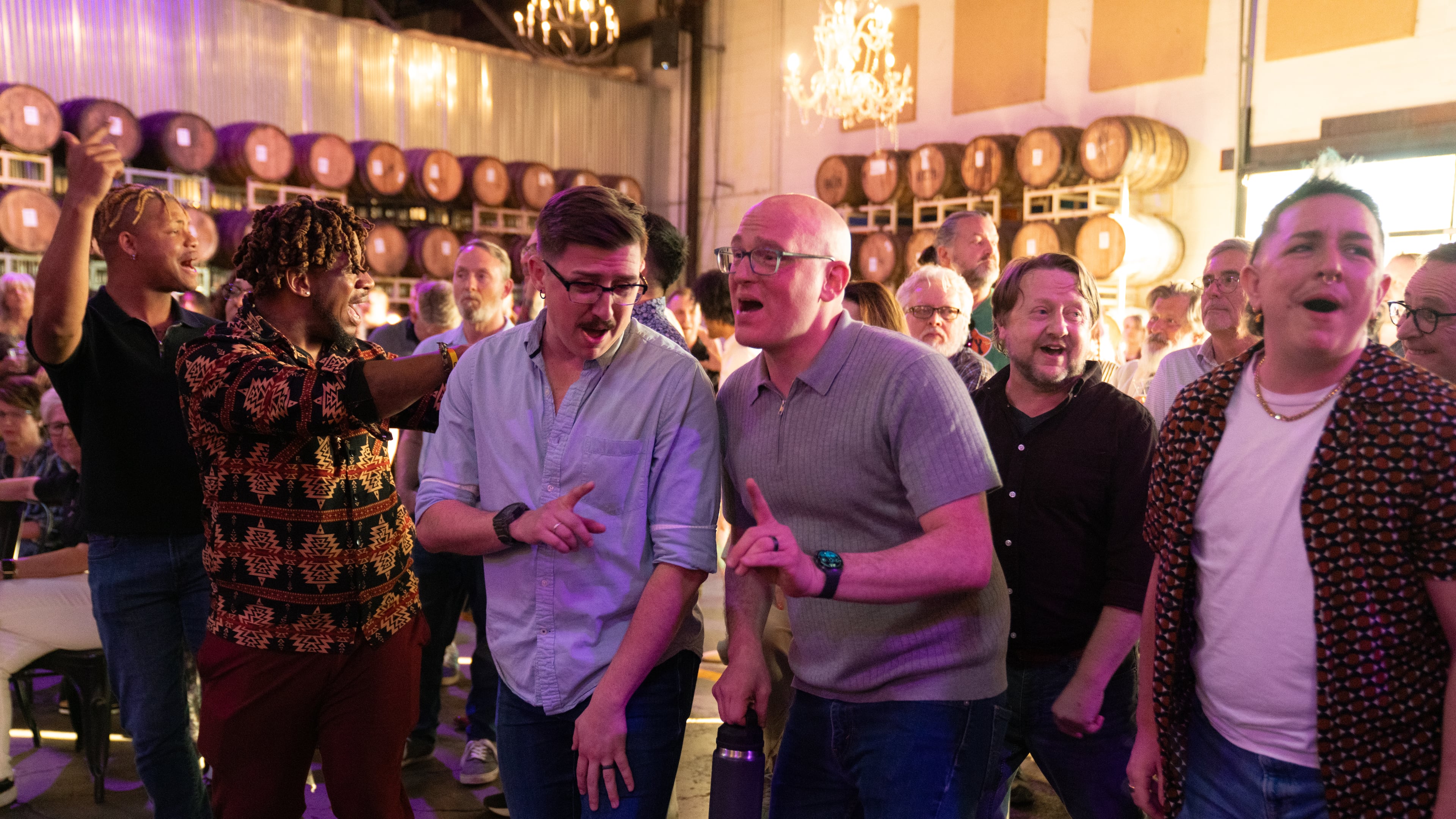 The Atlanta Gay Men's Chorus performs the concert “Beyond the Yellow Brick Road: A Tribute to the Music of Elton John” on Saturday at Mableton's Mable House Barnes Amphitheatre. The chorus will be joined by the band Yacht Rock Schooner. (Courtesy of Voices of Note/Ames Studios)