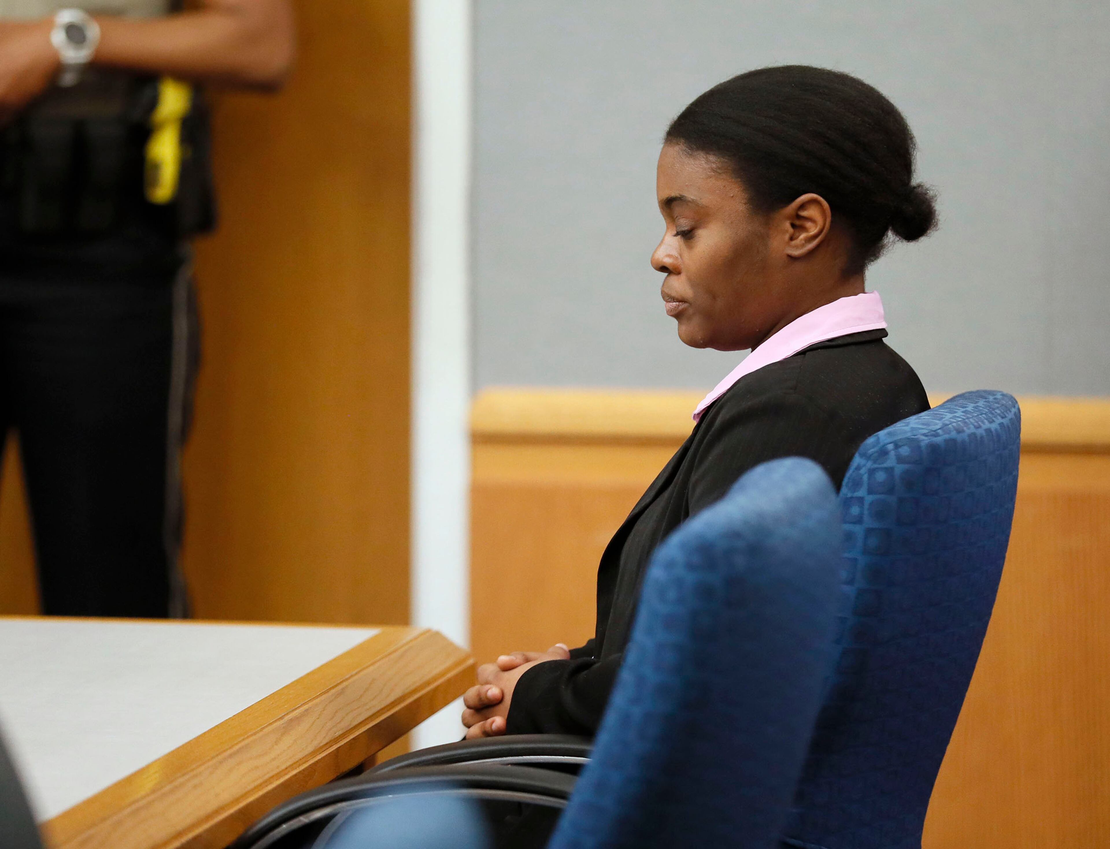 April 30, 2019 - Lawrenceville - Tiffany Moss showed little reaction to the sentencing verdict. The jury in the Tiffany Moss murder trial today sentenced her to death after they found Moss, who is representing herself, guilty of intentionally starving her 10-year-old stepdaughter Emani to death in the fall of 2013, in addition to other charges. The prosecution is asking for the death penalty. Bob Andres / bandres@ajc.com