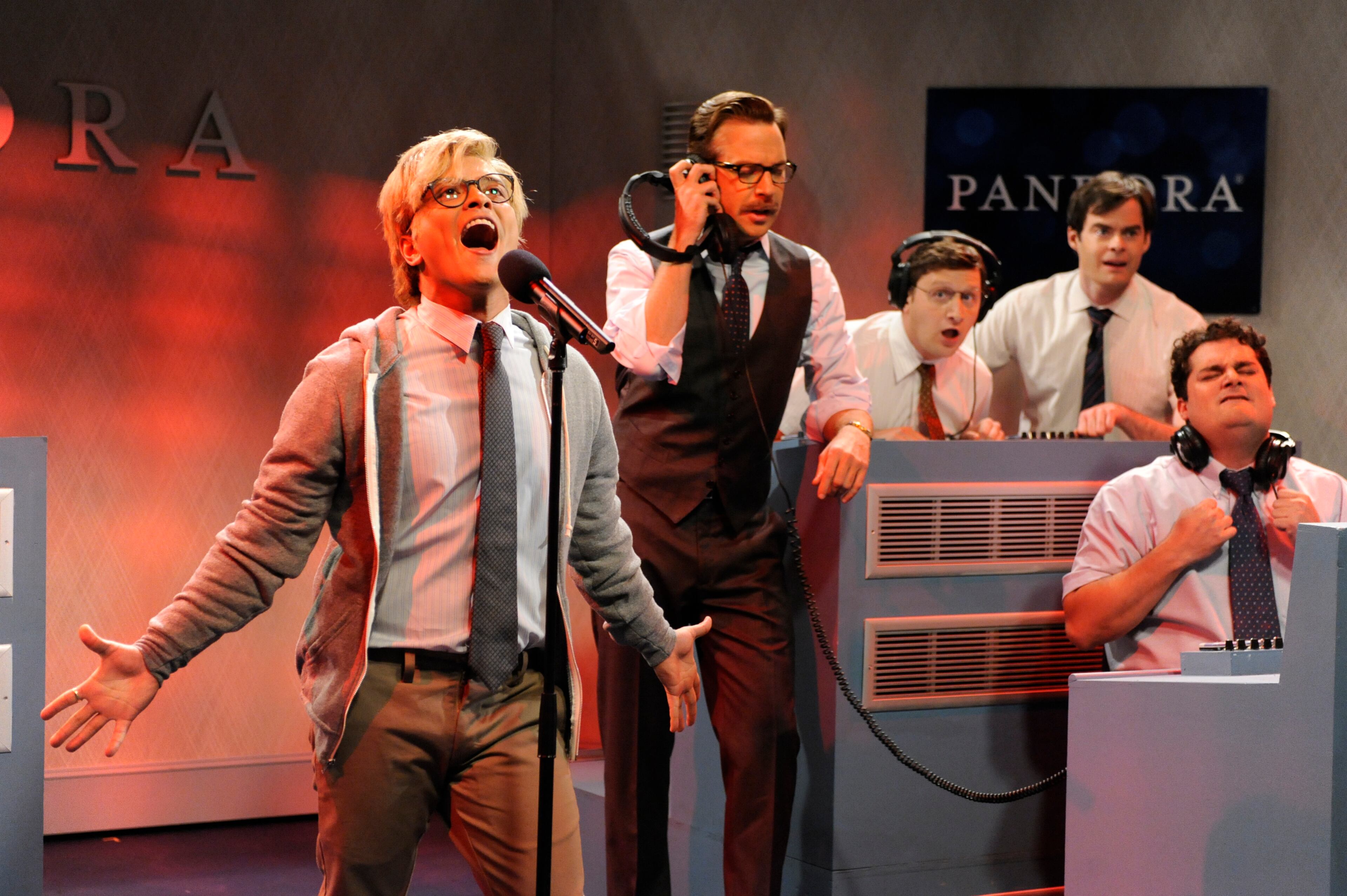 HE LIKES THEM JUST THE WAY THEY ARE: Singer Bruno Mars (far left), who mad an appearance as host and musical guest on "Saturday Night Live," said his appearance was more like Saturday Night Fever: He says he had so much fun hosting the show that he'd be happy to do it again. "Whatever 'SNL' wants from me, they can always call me."