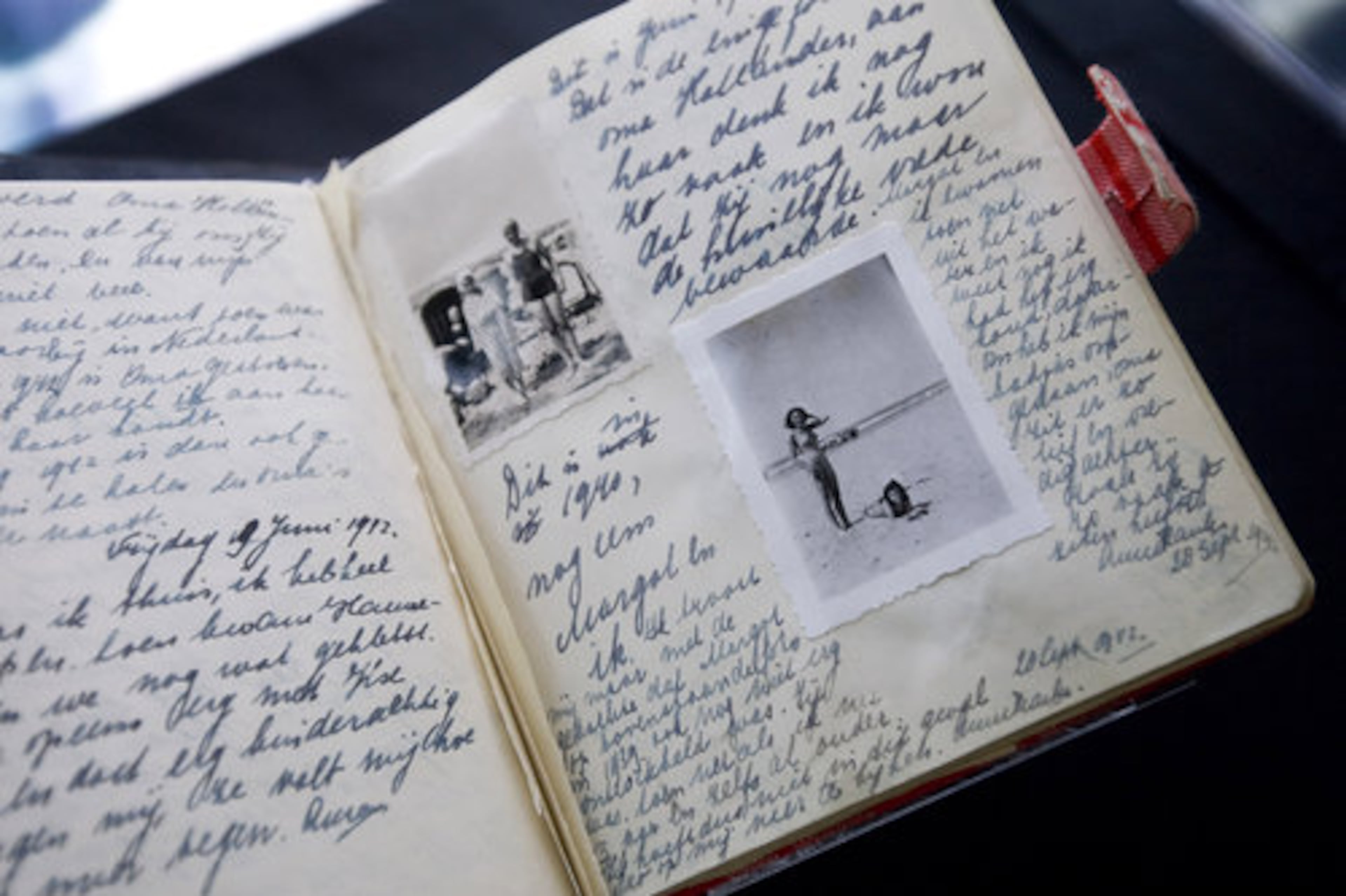 Closeup of a facsimile of Anne Frank's diary. Visitors to the Anne Frank House museum will now be able to see her actual diaries and other writings.