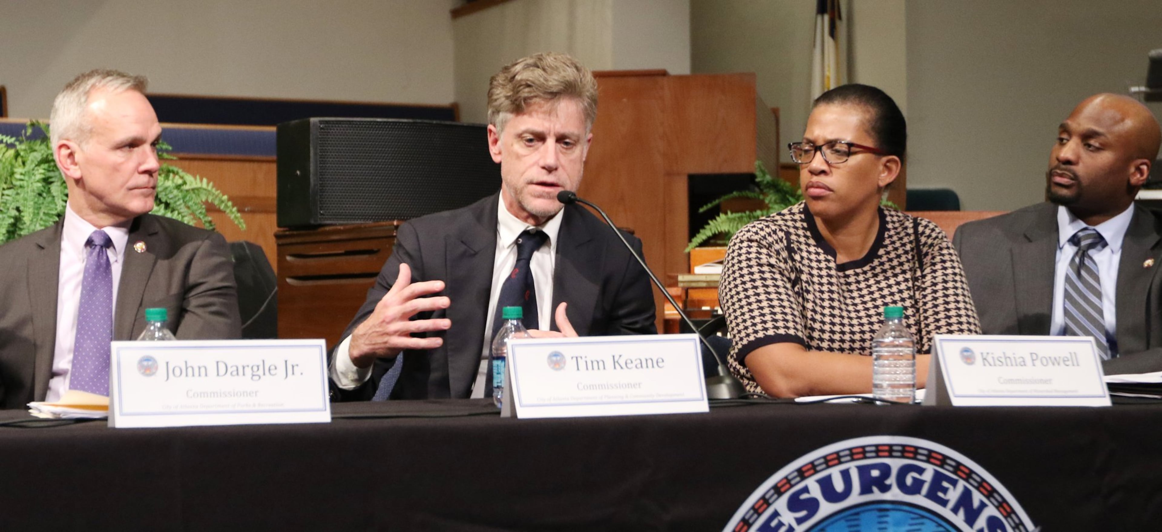 Tim Keane, commissioner of the city of Atlanta Department of Planning and Community Development, speaks at a town hall hosted by Atlanta Mayor Keisha Lance Bottoms at Cascade United Methodist Church in Atlanta on March 19, 2019. (Emily Haney / emily.haney@ajc.com)