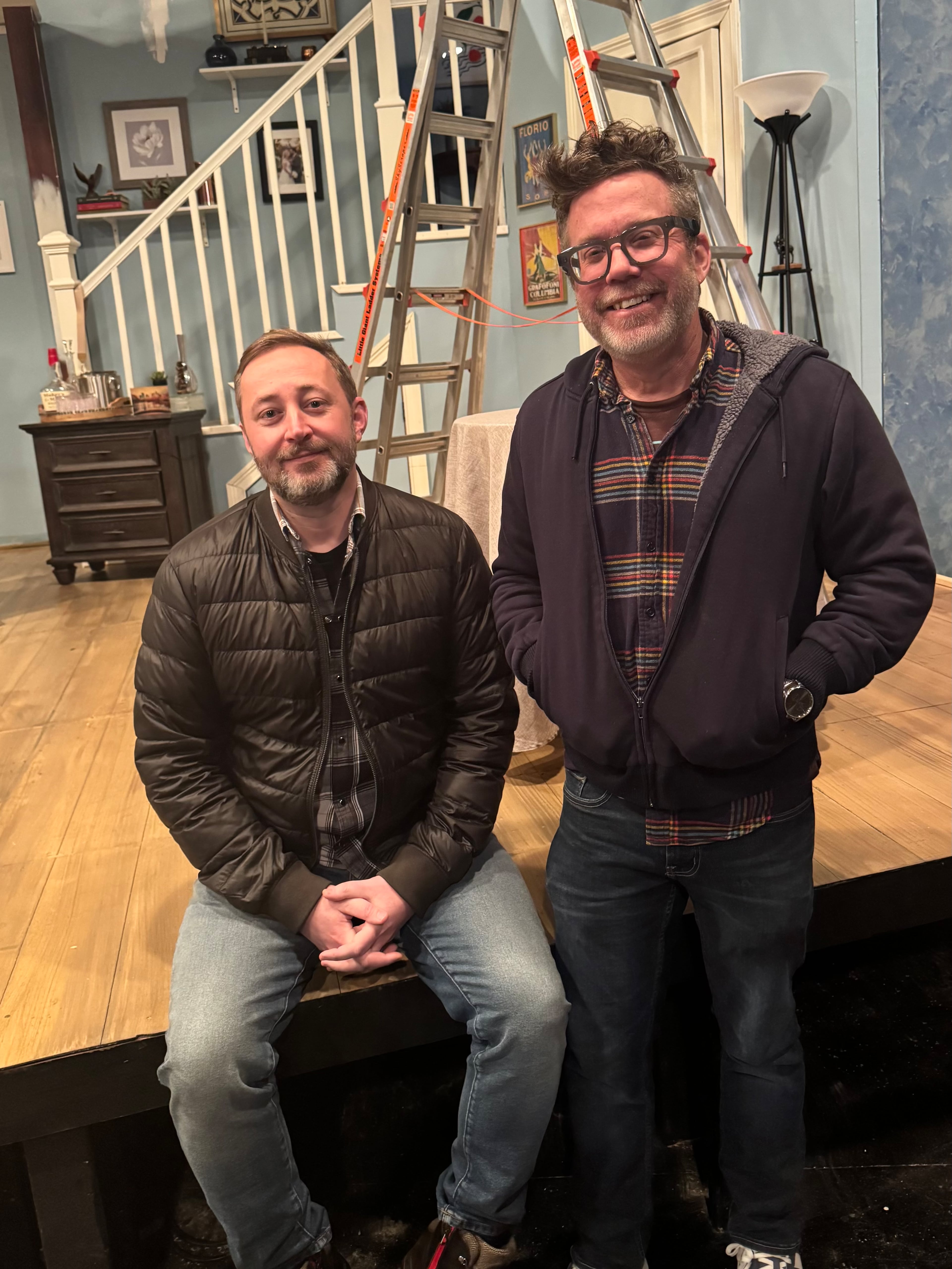 Steve Yockey (left) and "Bleeding Hearts" director Sean Daniels. “He has always been special and a great collaborator,” the playwright says of the Dad's Garage founder and former artistic director. (Courtesy of Theatrical Outfit)