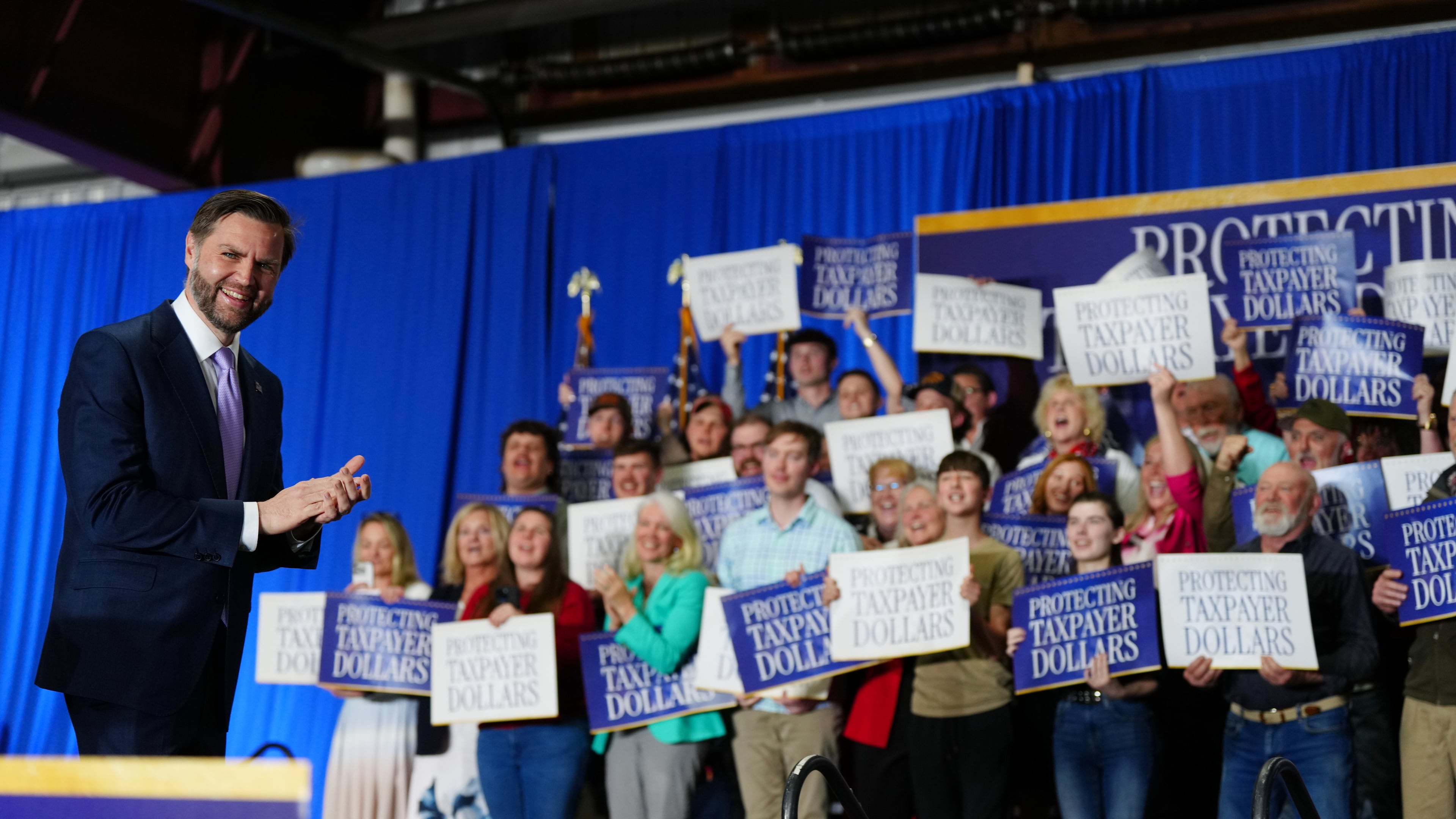 Vice President JD Vance arrives to deliver remarks concerning the Trump administration's efforts to combat fraud, in Bangor, Maine, Thursday, May 14, 2026. (Tierney L. Cross/The New York Times via AP, Pool)