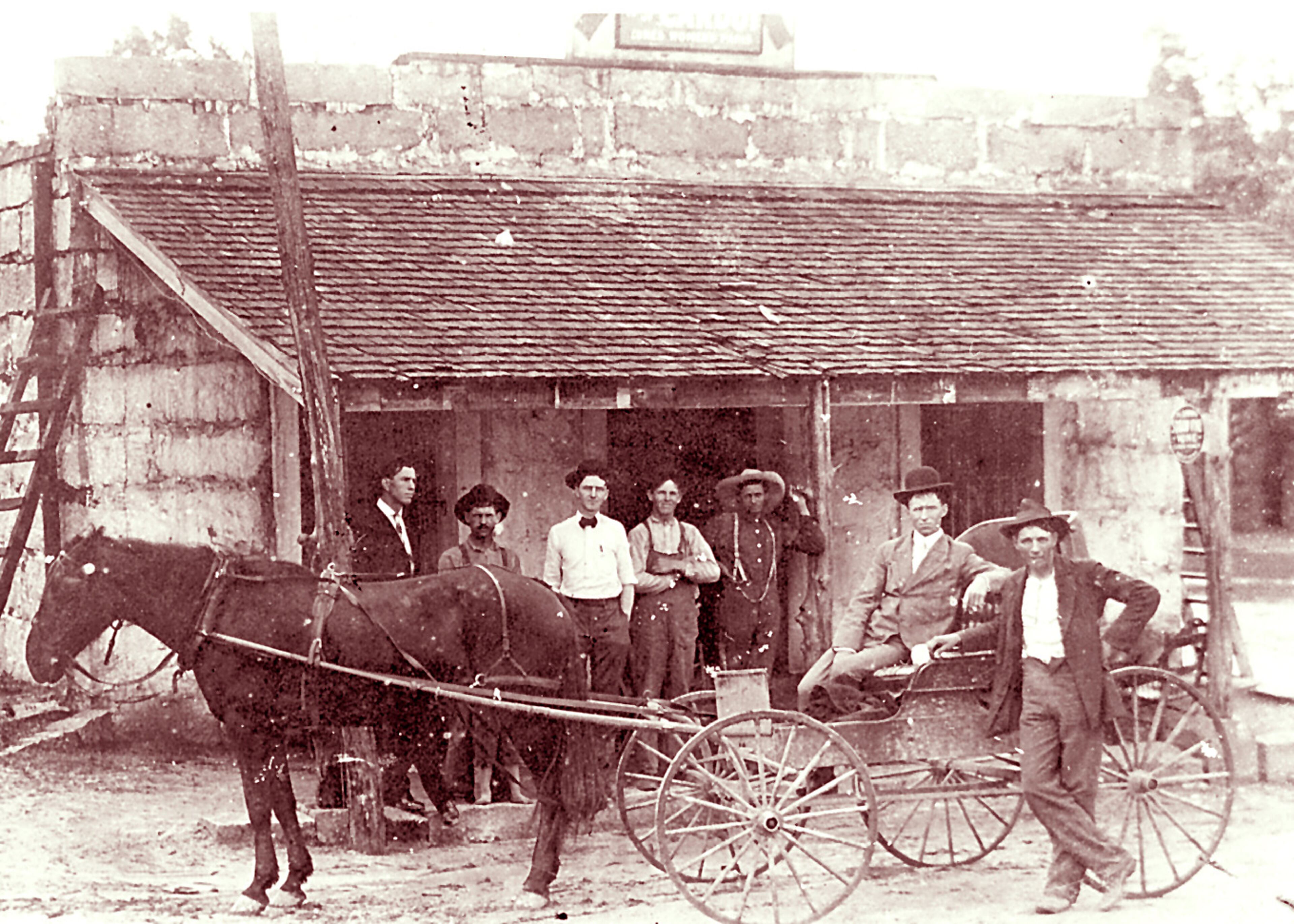 Where the Hardee's is now: This scene was in 1910 in front of Albert Pate's general store at Scenic Highway and West Main Street in Snellville. Historians are hoping to come upon other old photographs, tucked away perhaps in a dusty trunk. (Special to the AJC) 4/96