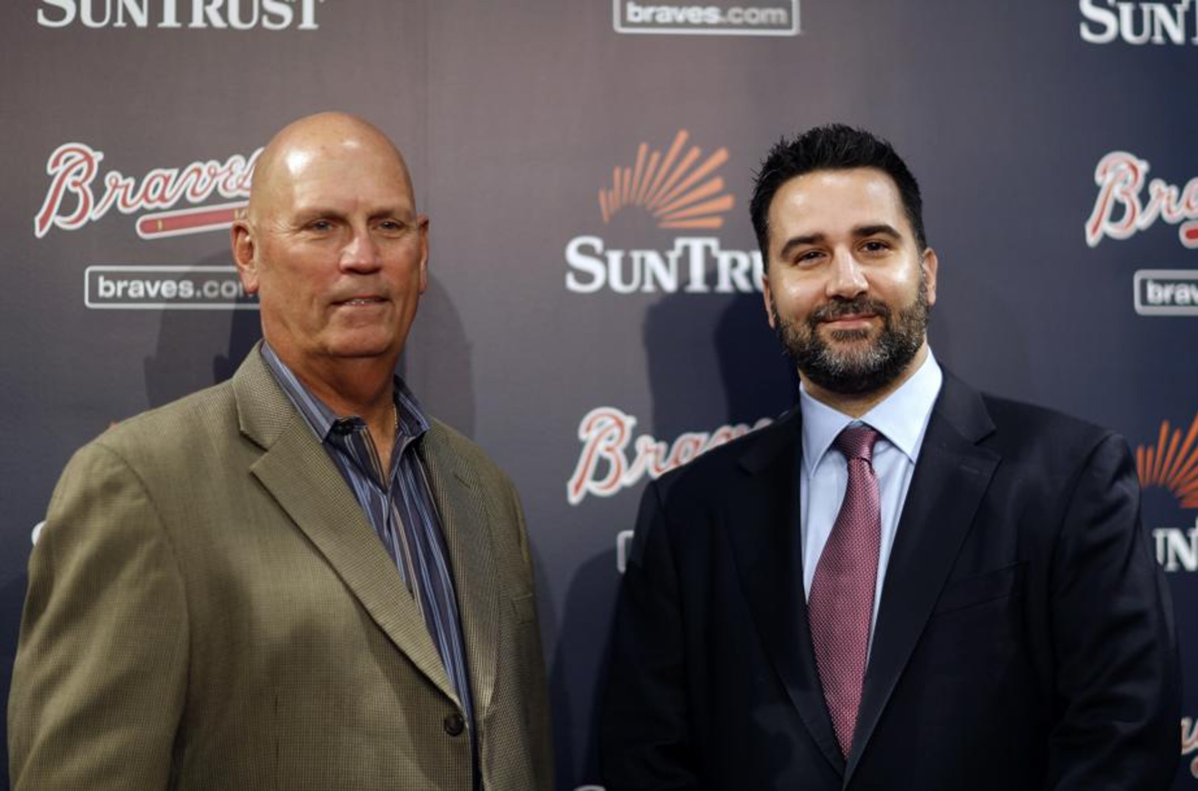 Brian Snitker (left) is back as manager and new GM Alex Anthopoulos is the new man in charge of baseball operations for the Braves. (Curtis Compton/AJC photo)