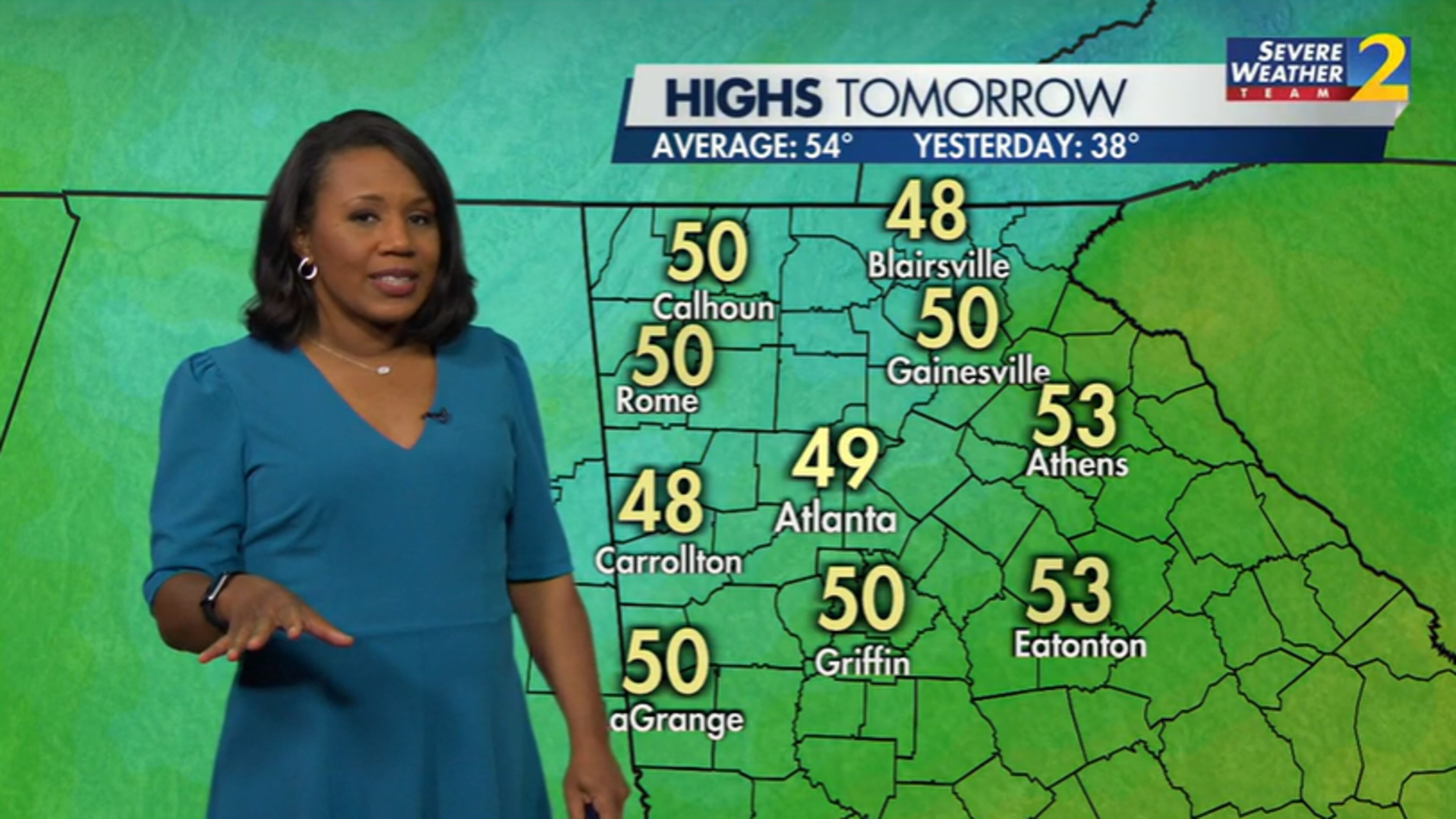 Channel 2 Action News meteorologist Eboni Deon gives the weekend weather forecast for Sunday. (Credit: Channel 2 Action News)