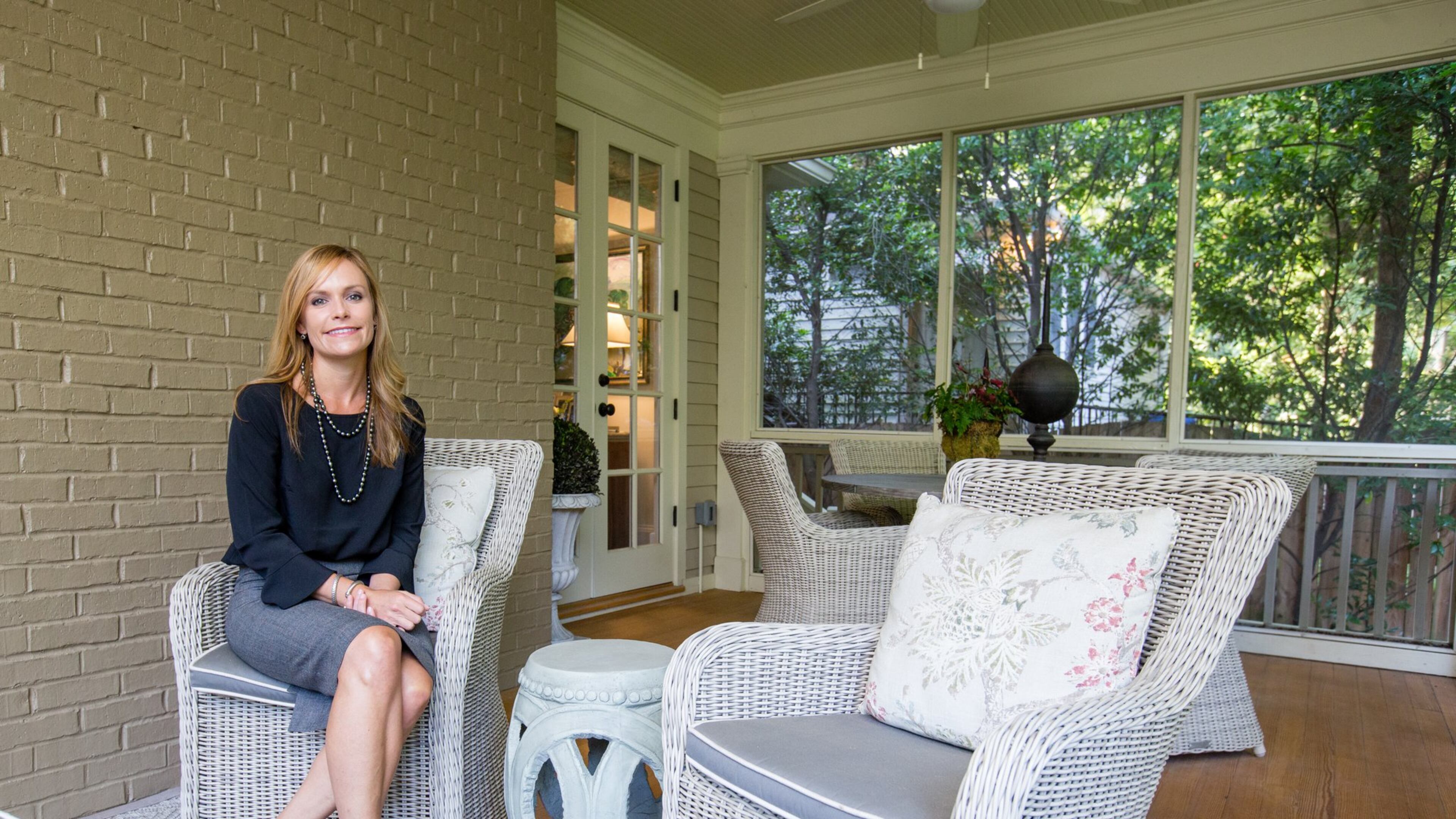Browning Jeffries and her husband will welcome visitors to their renovated frame house during the Virginia-Highland tour of homes. (Jenni Girtman / Atlanta Event Photography)