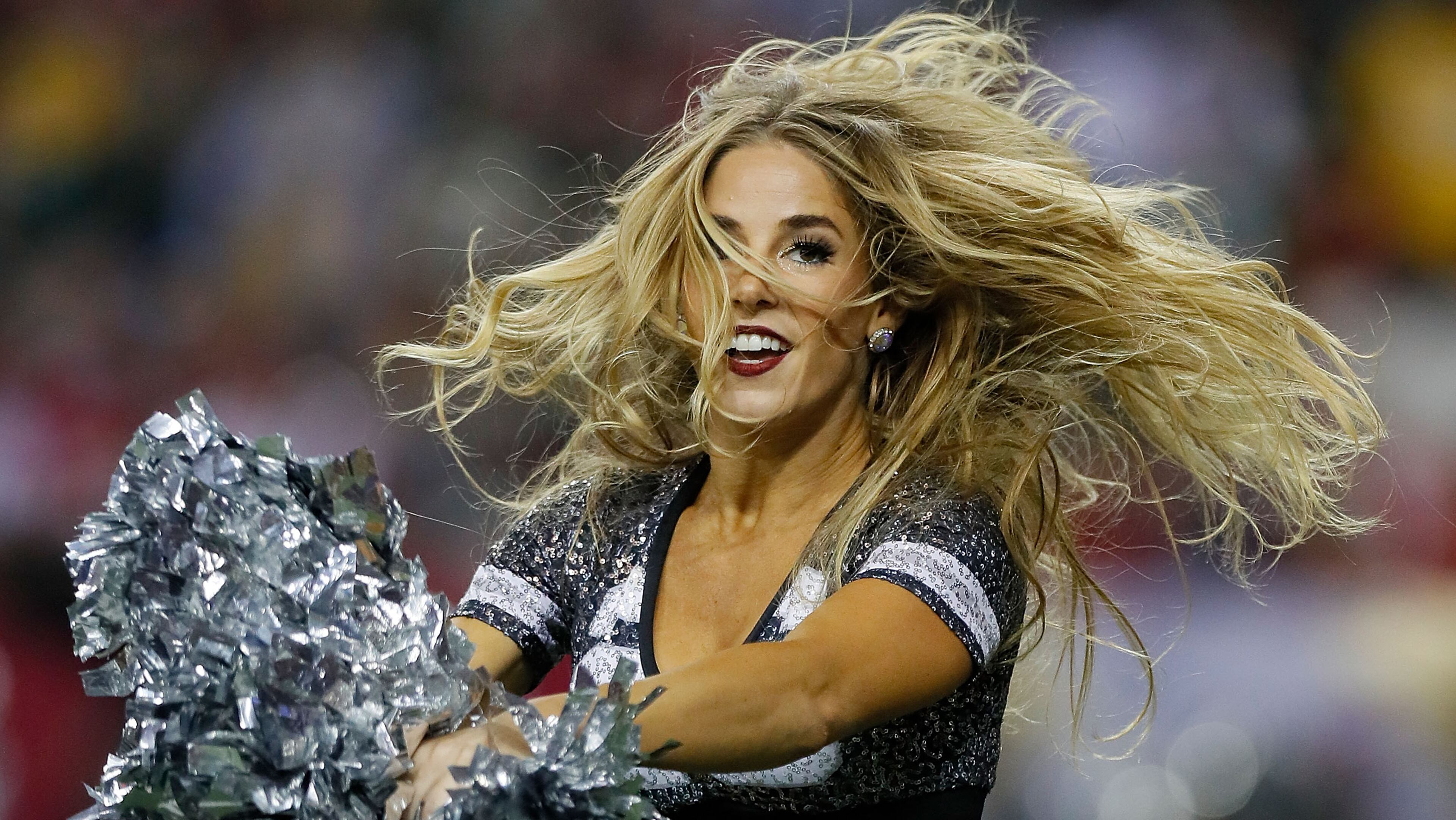 ATLANTA, GA - OCTOBER 30: An Atlanta Falcons cheerleader performs during the game against the Green Bay Packers at Georgia Dome on October 30, 2016 in Atlanta, Georgia. (Photo by Kevin C. Cox/Getty Images)