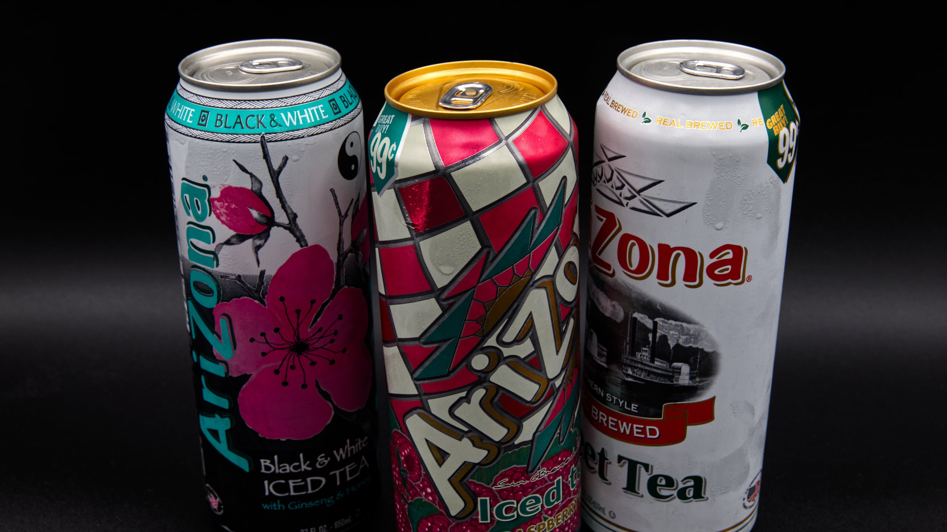 Three cans of Arizona Iced Tea are displayed in Phoenix, Sept. 4, 2026. (AP Photo/Dario Lopez-Mills)