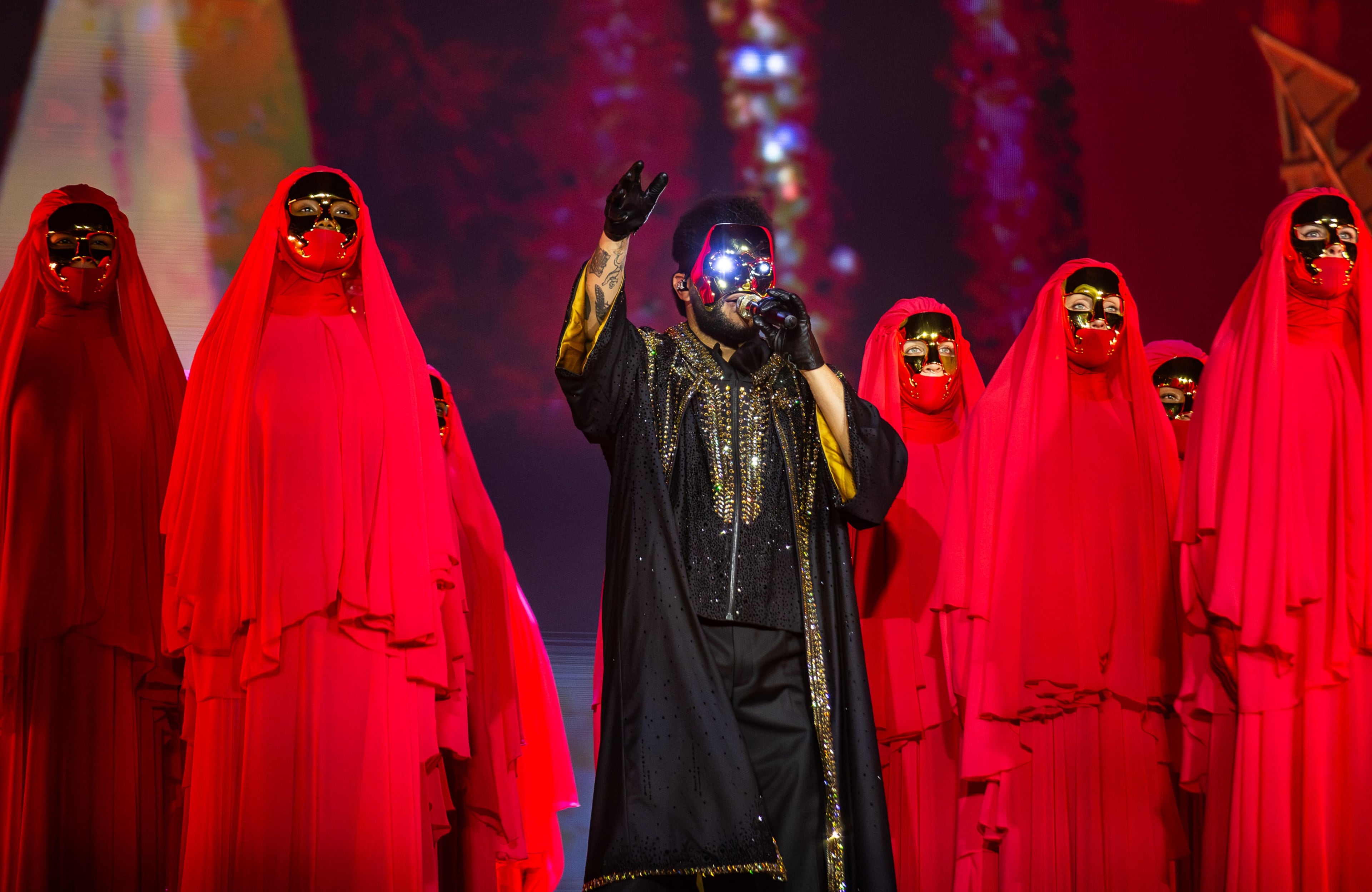 The Weeknd electrifies the Atlanta crowd at Mercedes-Benz Stadium on Thursday, Aug. 21, 2025. (Ryan Fleisher for the AJC)