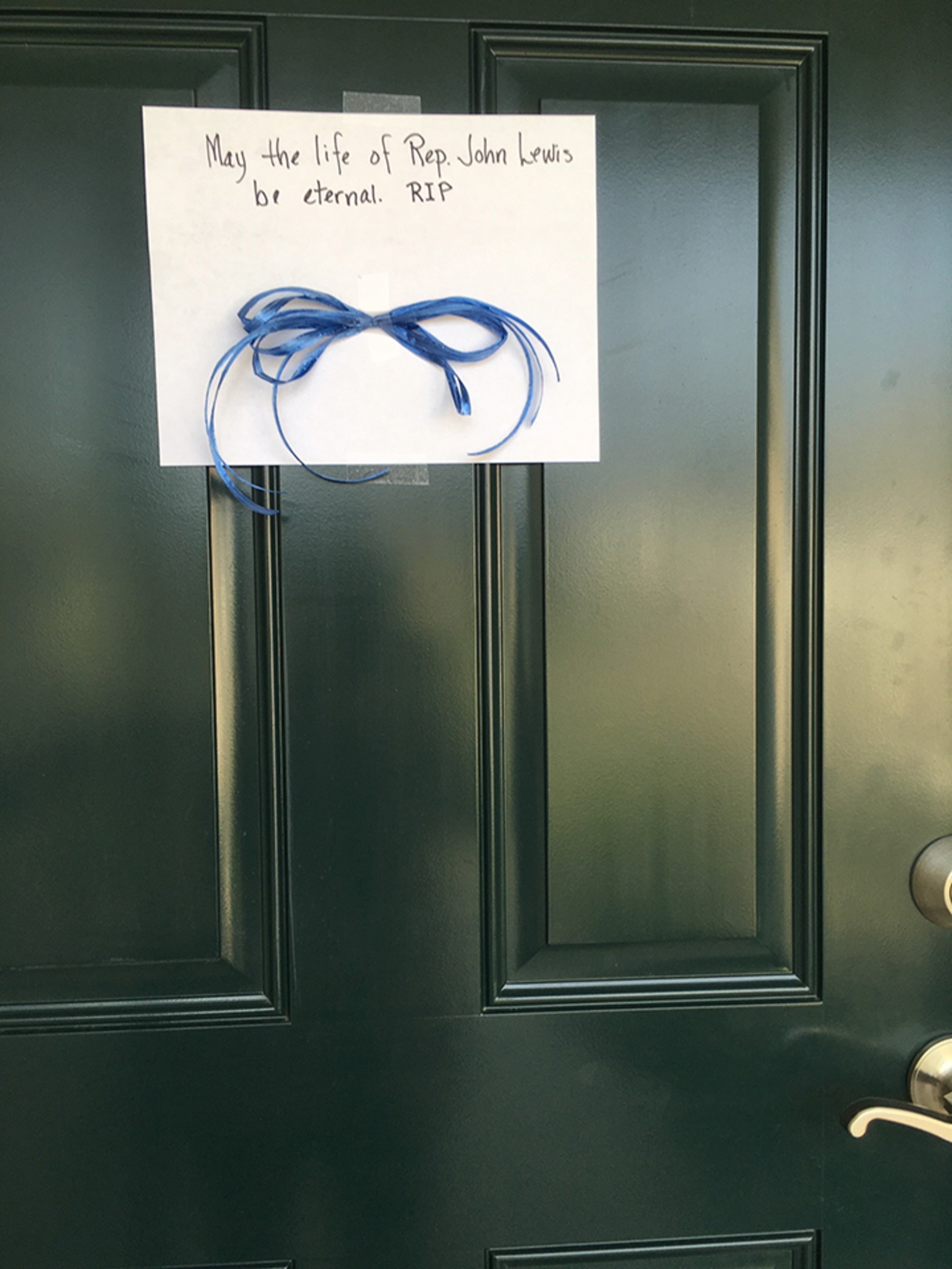 From Mary. Note reads: May the life of Rep. John Lewis be eternal. RIP