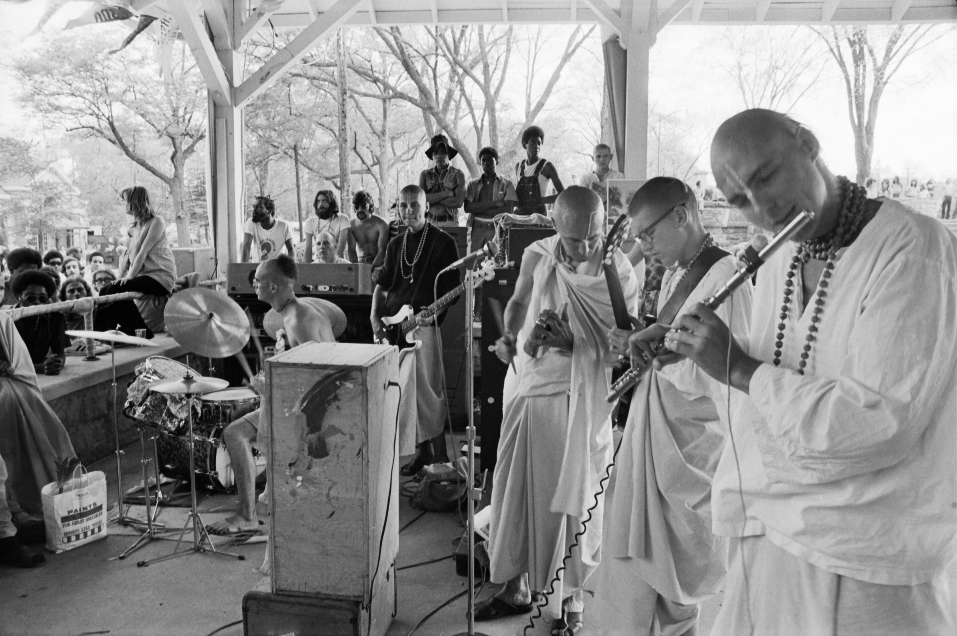 The presence of hippies in Piedmont Park was viewed as an affront by an older generation of Atlantans; members of the nearby Piedmont Driving Club and Daughters of the American Revolution chapter, who for decades claimed the park for their strata. To them, the inhabitants of Atlanta’s “Tight Squeeze” area of Midtown along Peachtree Street seemed to be claiming the park as their own. Adding to the milieu was the appearance of members of the International Society for Krishna Consciousness, an Eastern-based religion known popularly as the Hare Krishna. Their chanting was often heard in the park and on the sidewalks along Peachtree Street. As the decade progressed the Krishnas were frequently seen in the Atlanta airport passing out literature and proselytizing to travelers.