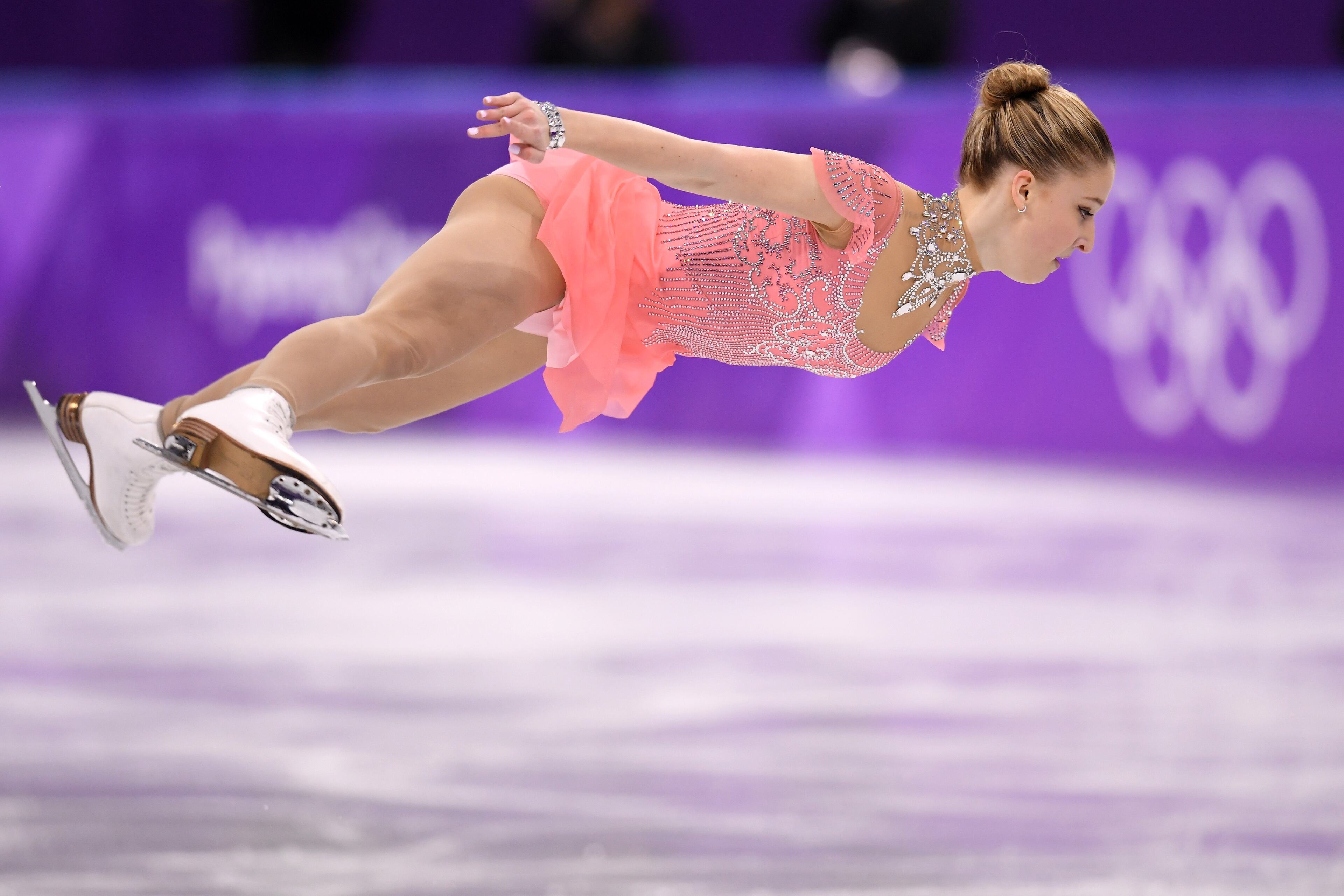 GANGNEUNG, SOUTH KOREA - FEBRUARY 21: Maria Sotskova of Olympic Athlete from Russia competes during the Ladies Single Skating Short Program on day twelve of the PyeongChang 2018 Winter Olympic Games at Gangneung Ice Arena on February 21, 2018 in Gangneung, South Korea. (Photo by Harry How/Getty Images)