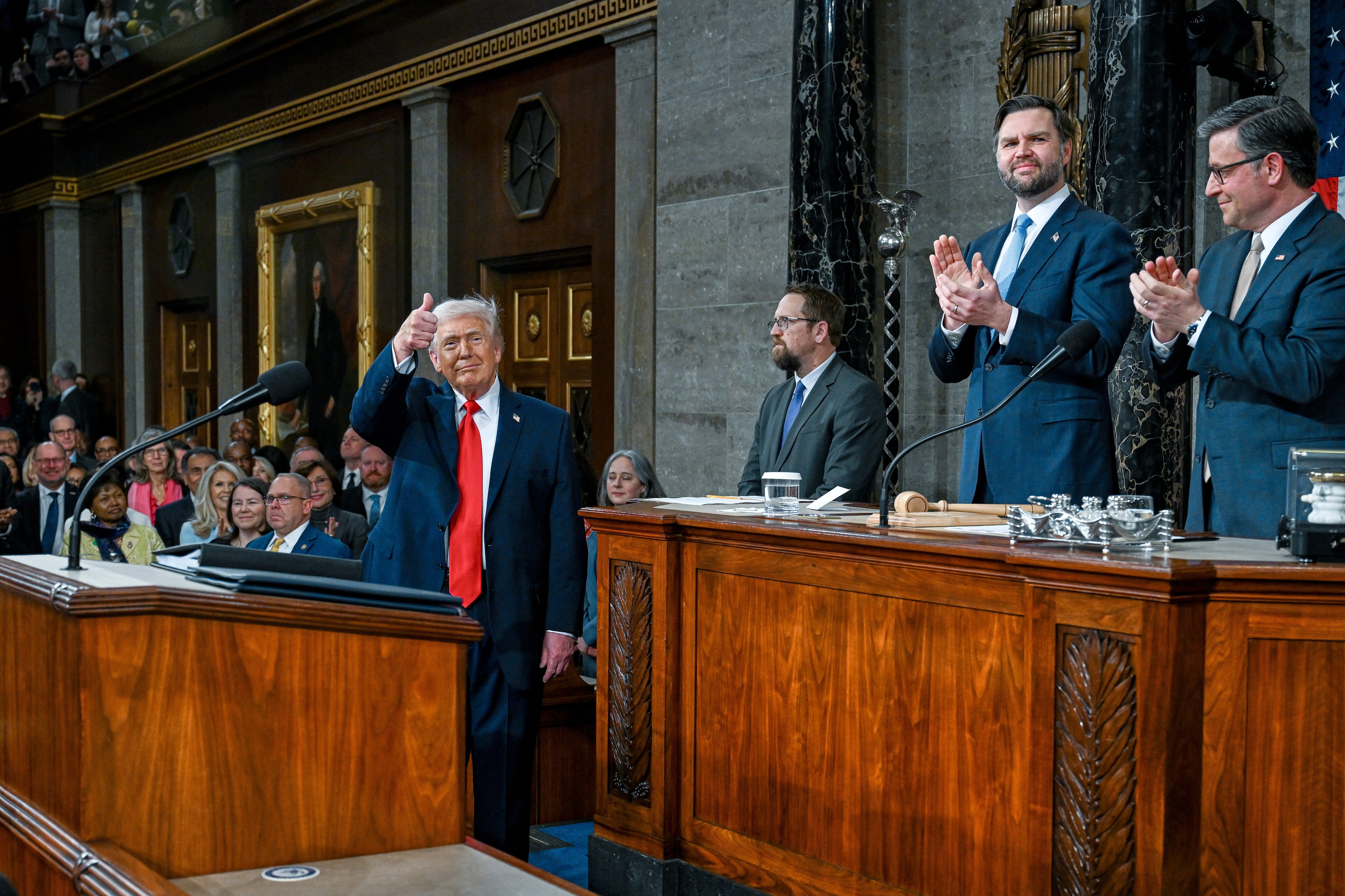 President Donald Trump delivered his State of the Union address to a joint session of Congress at the U.S. Capitol in Washington on Tuesday. (Kenny Holston/The New York Times via AP, Pool)