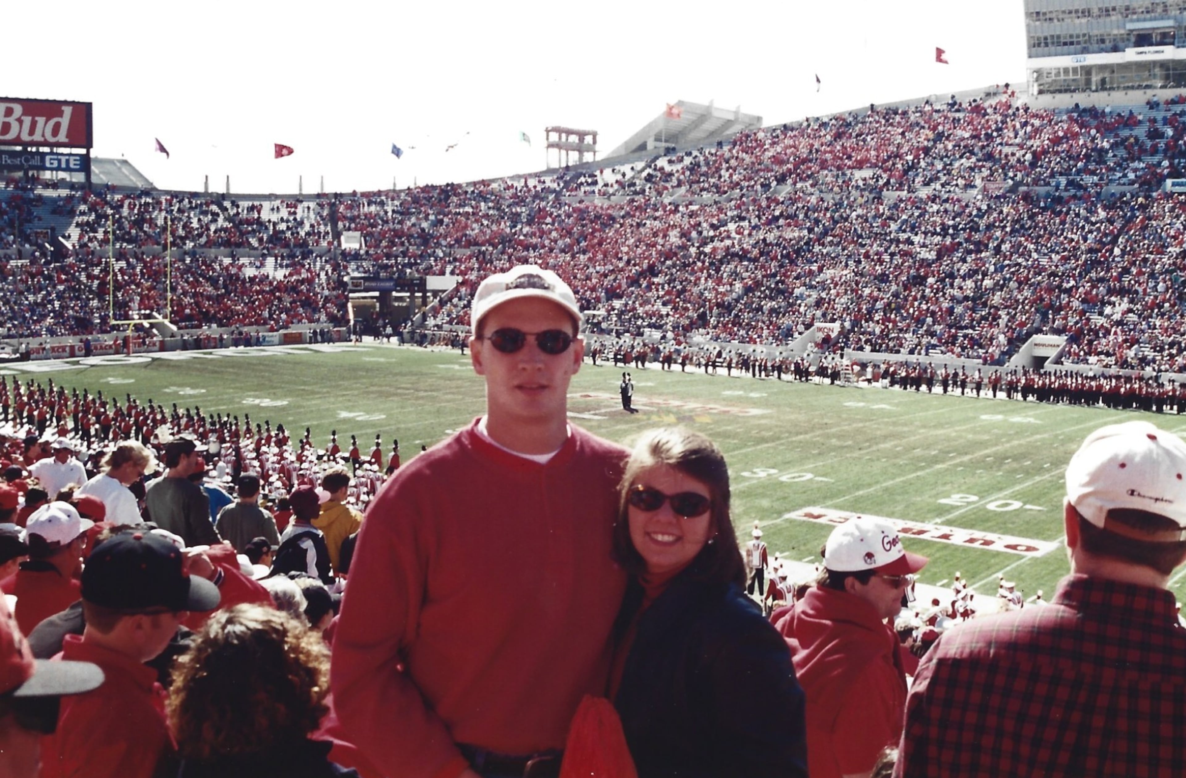 Steve and Heather fittingly attended the Outback Bowl in 1998. The University of Georgia beat Wisconsin that day, 33-6. (Courtesy of Steve Leo)
