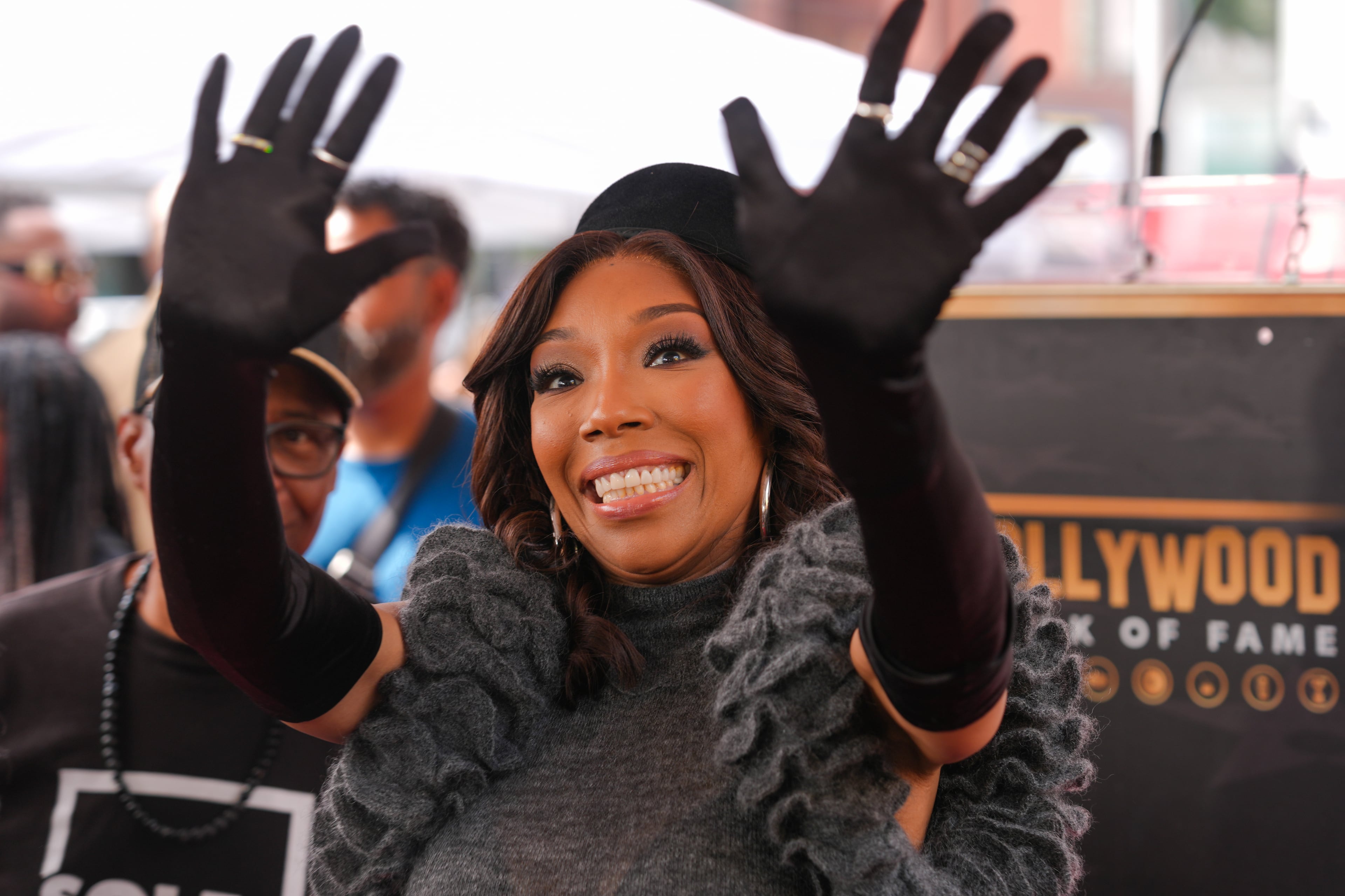 Brandy attends a ceremony honoring her with a star on the Hollywood Walk of Fame on Monday, March 30, 2026, in Los Angeles. (Chris Pizzello/AP)