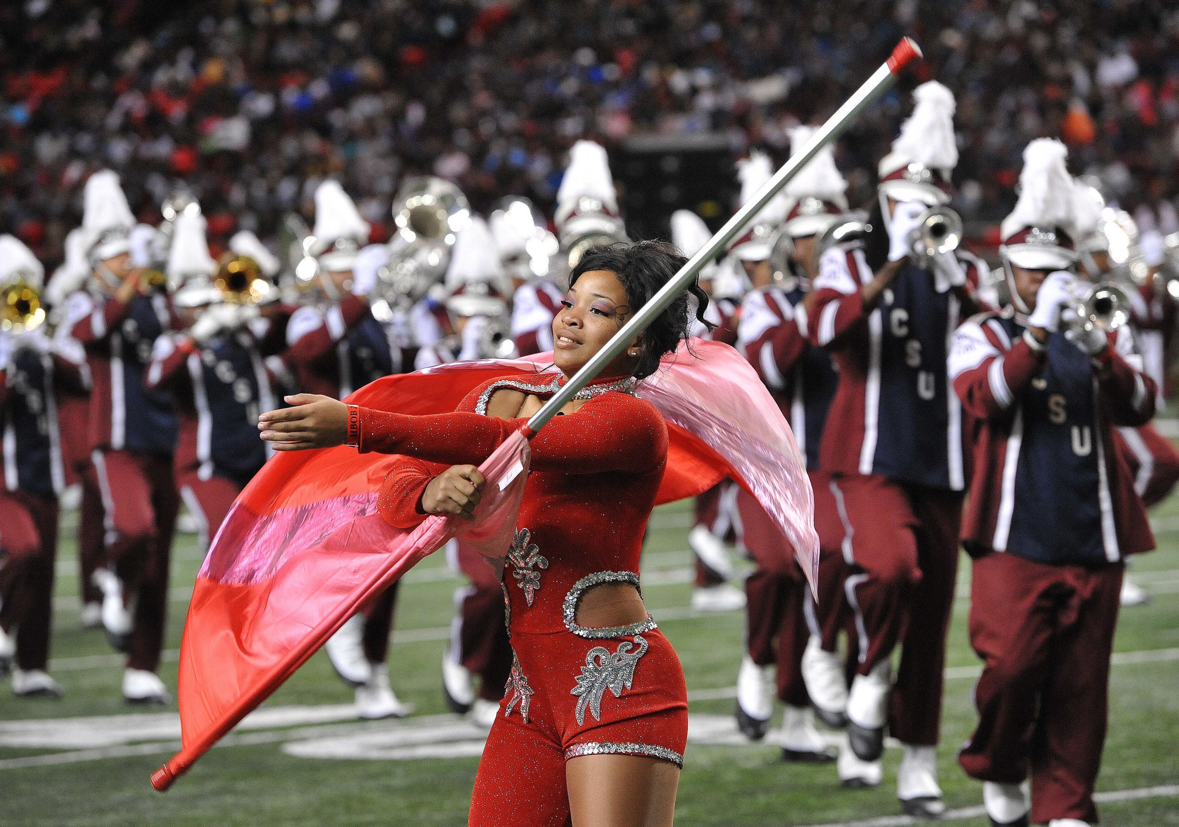 The Marching 101 of South Carolina State returns to the Dome. Here, Teaonne Walker performs during the Honda Battle of the Bands at the Georgia Dome on Saturday, January 28, 2012. READ MORE: Which historic black colleges make the 2016 Honda Battle of the Bands?