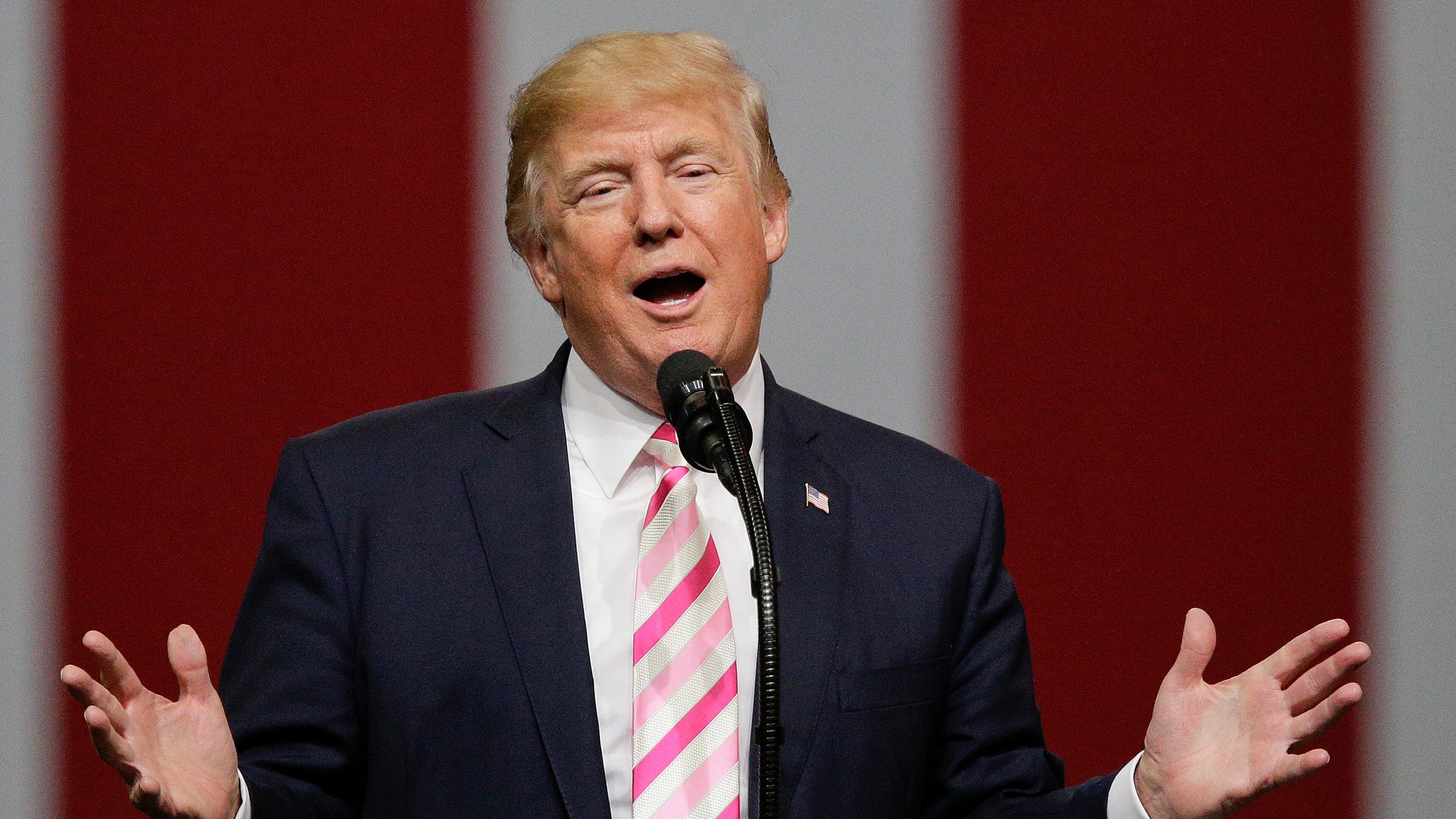 President Donald Trump speaks at a campaign rally in Huntsville, Ala. on Sept. 22, 2017. (AP Photo/Brynn Anderson)