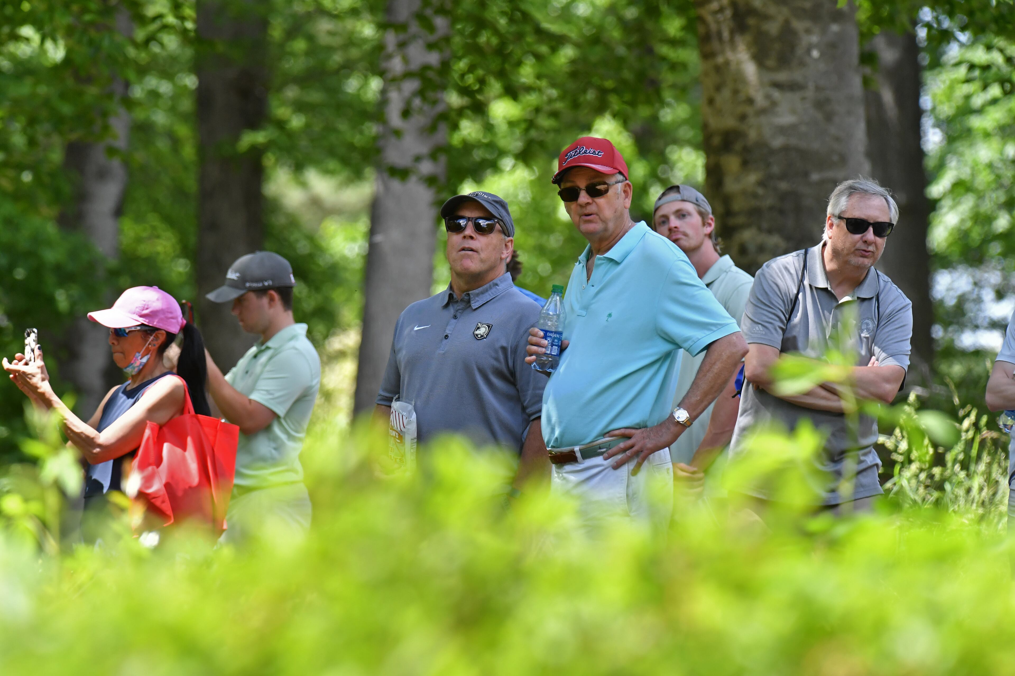 Spectators watch on the 9th hole during the first round of the Mitsubishi Electric Classic at TPC Sugarloaf on Friday, May 14, 2021. (Hyosub Shin / Hyosub.Shin@ajc.com)