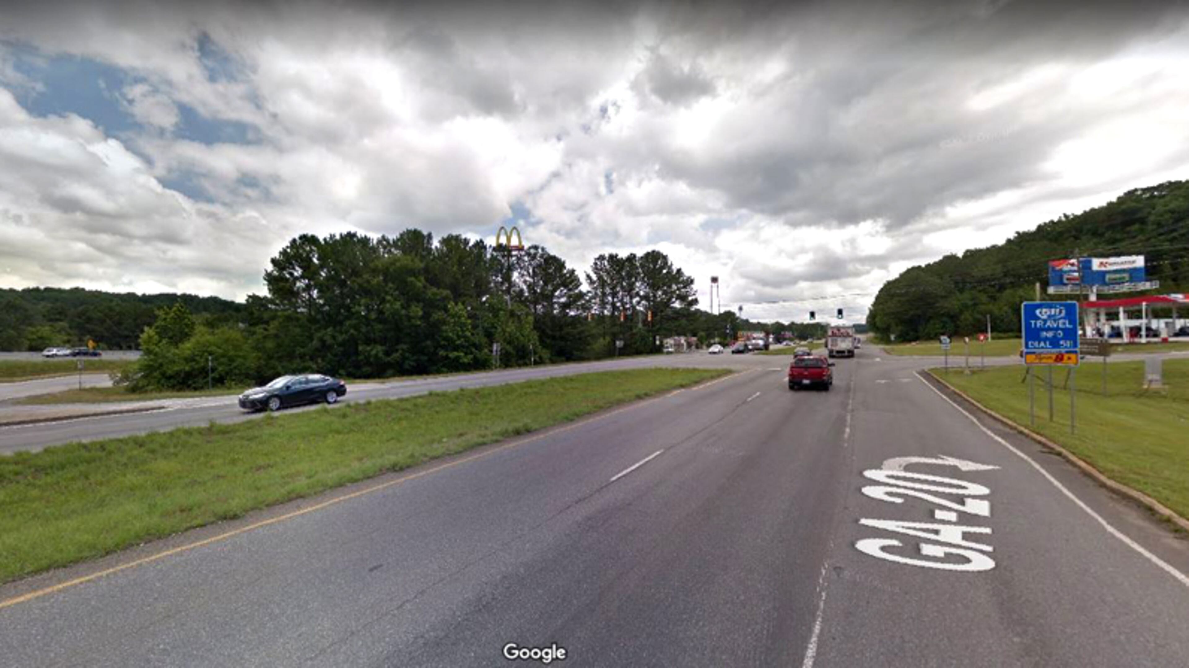 Ga. 20 east of I-75 near Cartersville will get a new left-turn lane, thanks to a $62,065 “Quick Response” project by the Georgia Department of Transportation. GOOGLE MAPS